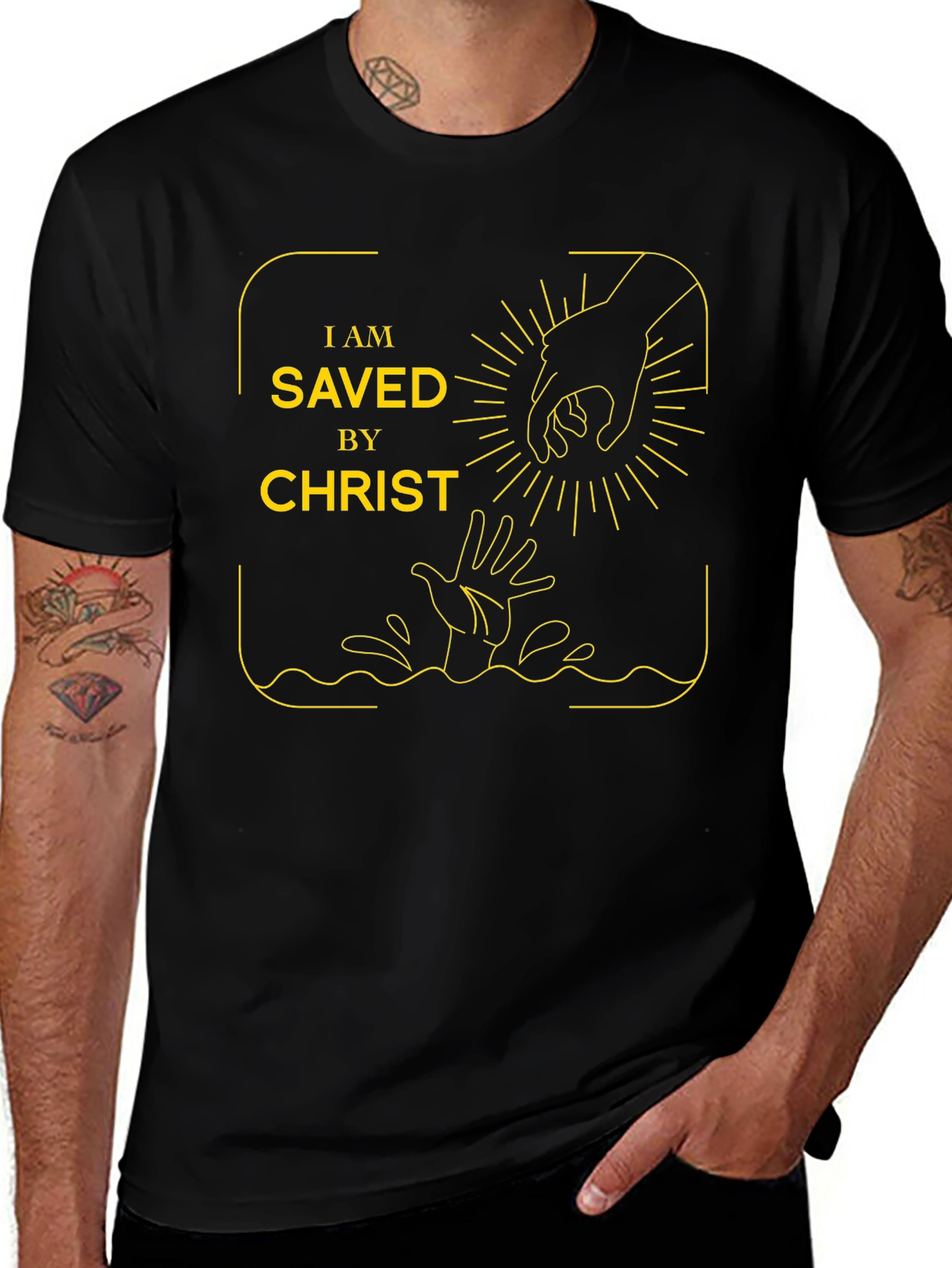 Saved By Christ Graphic Tee - Religious Apparel