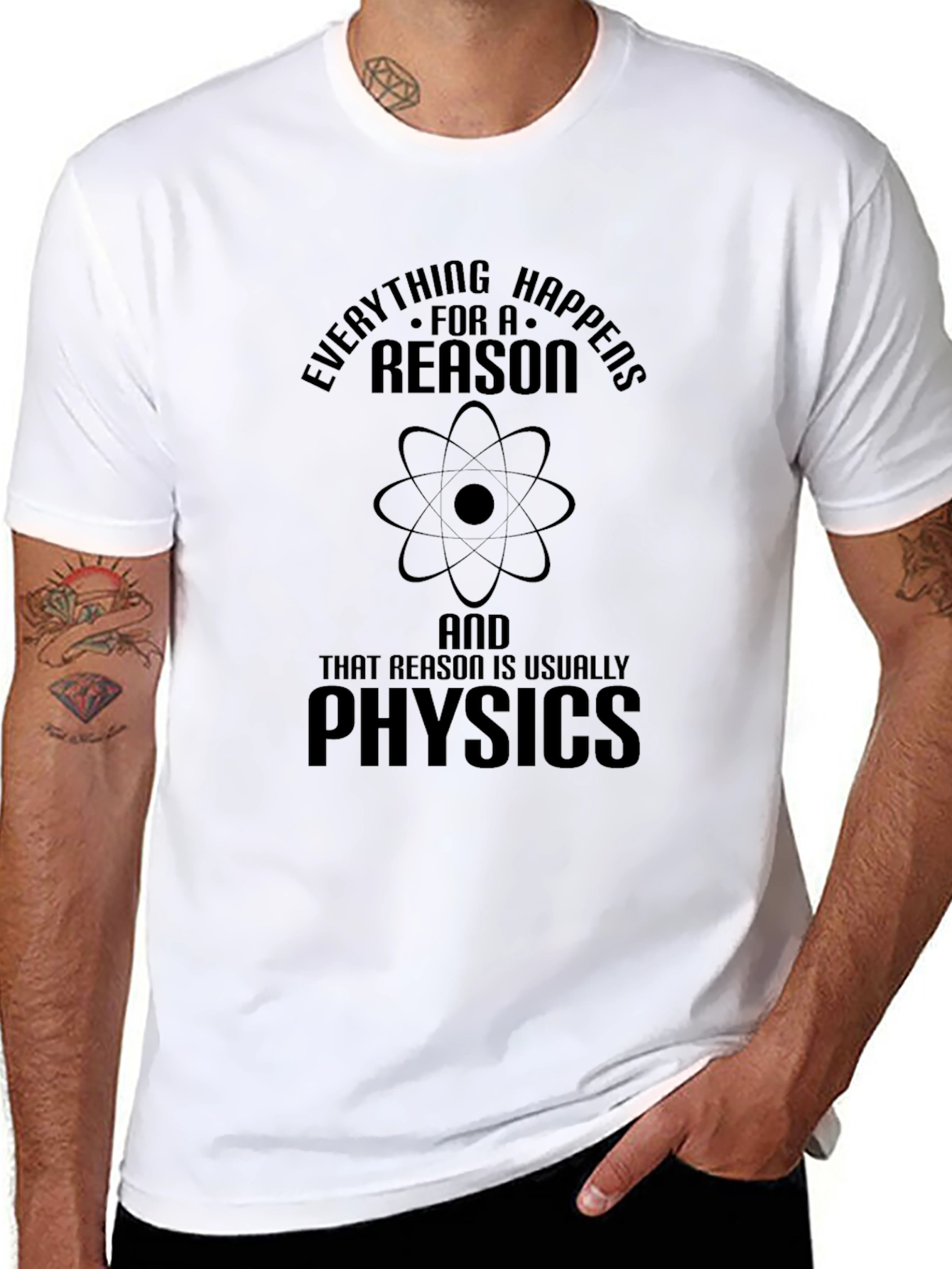 Everything Happens For a Reason Physics Black T-Shirt