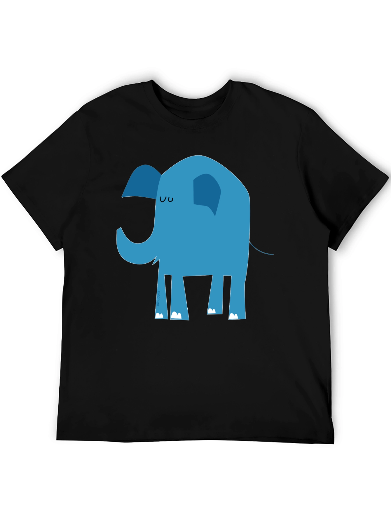 Cartoon Elephant Graphic Black Tee