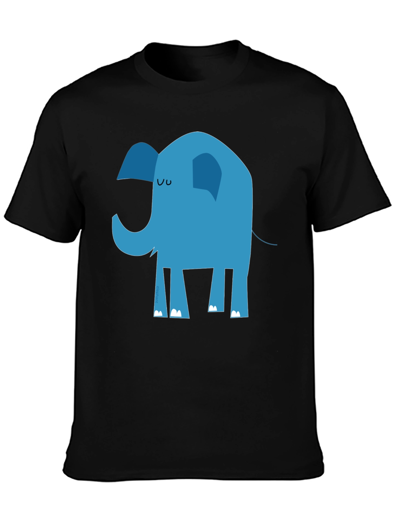 Cartoon Elephant Graphic Black Tee