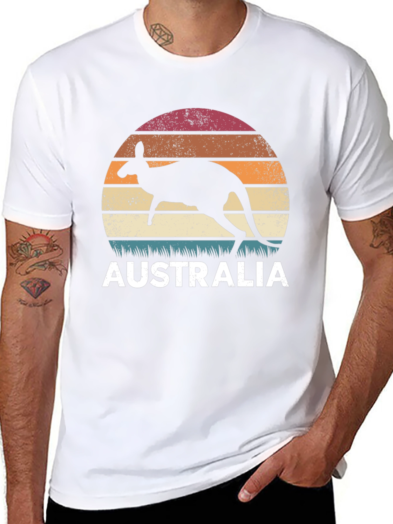 Australia Kangaroo Sunset Graphic T-Shirt