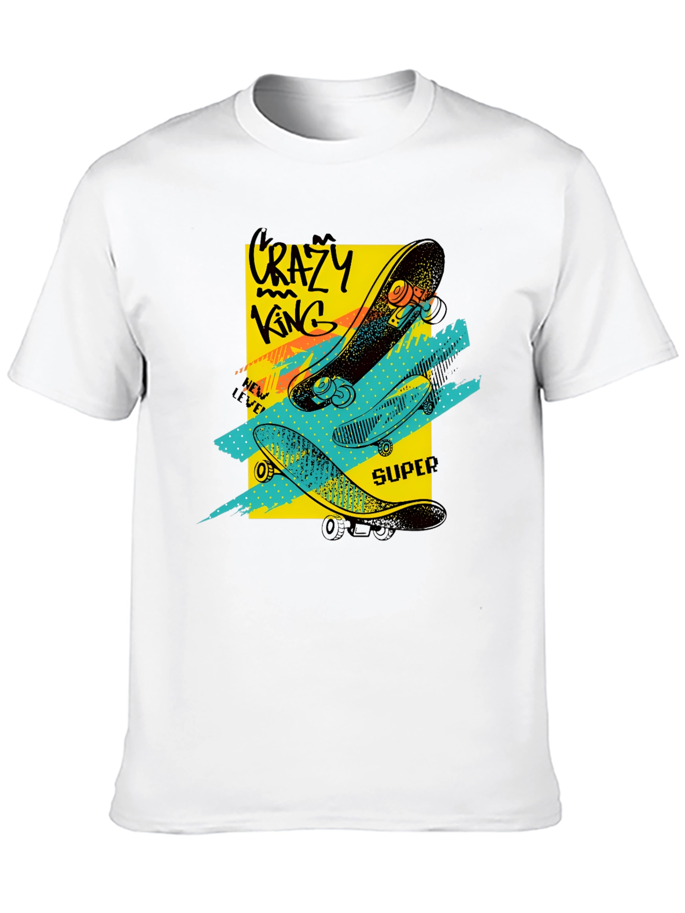 Crazy King Skateboard Graphic Tee - Urban Style