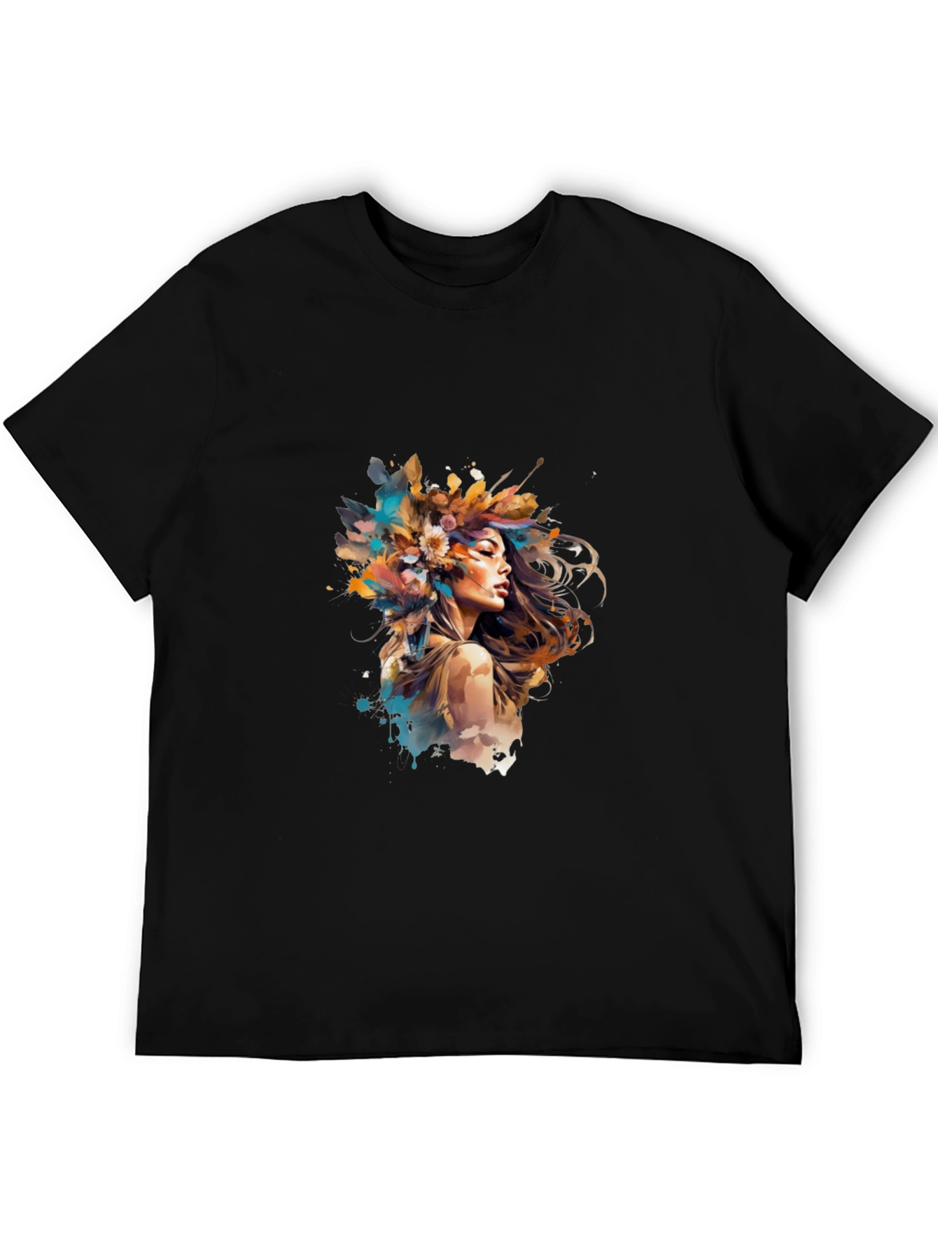 Artistic Woman Graphic Tee - Black