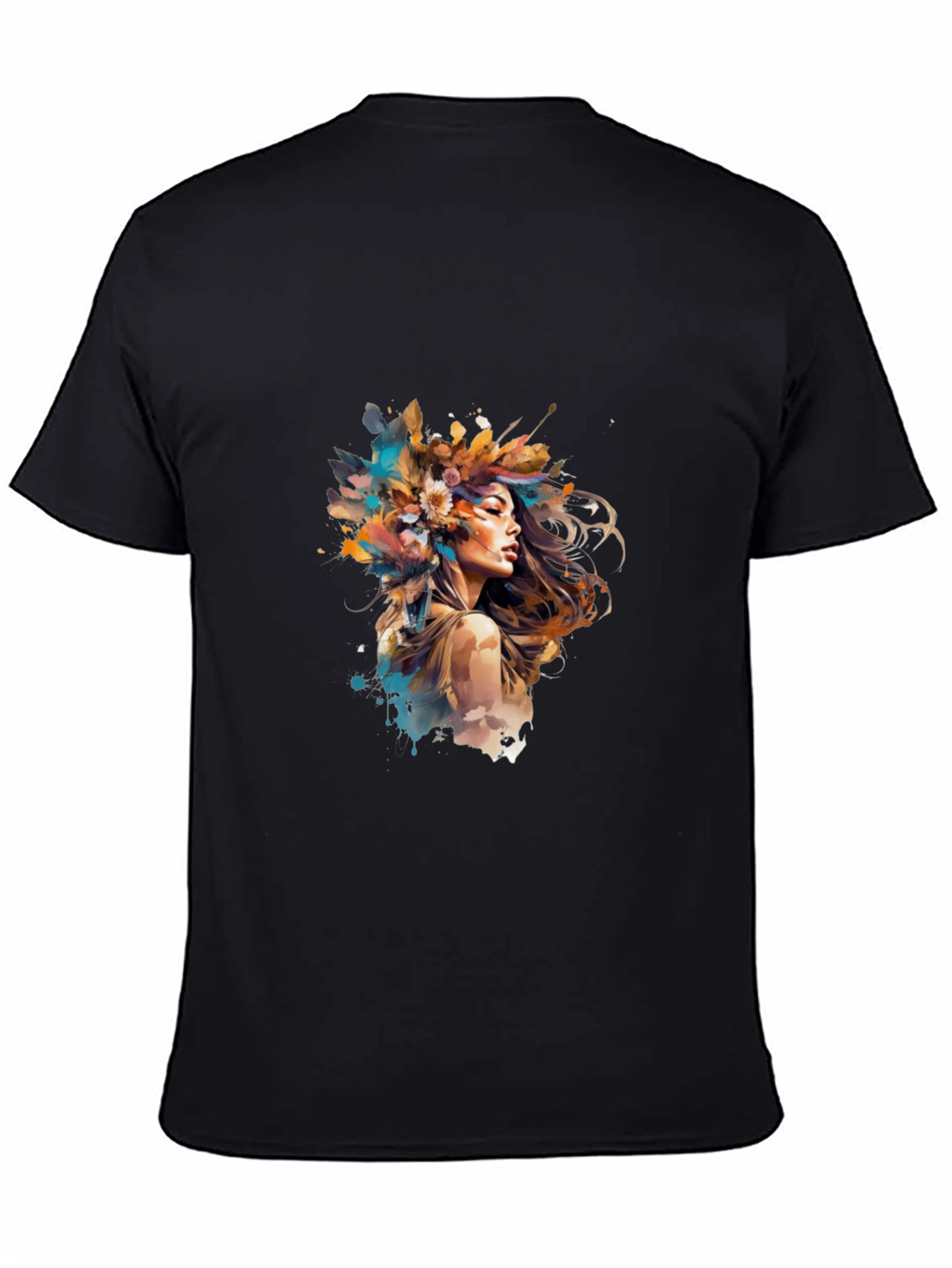 Artistic Woman Graphic Tee - Black