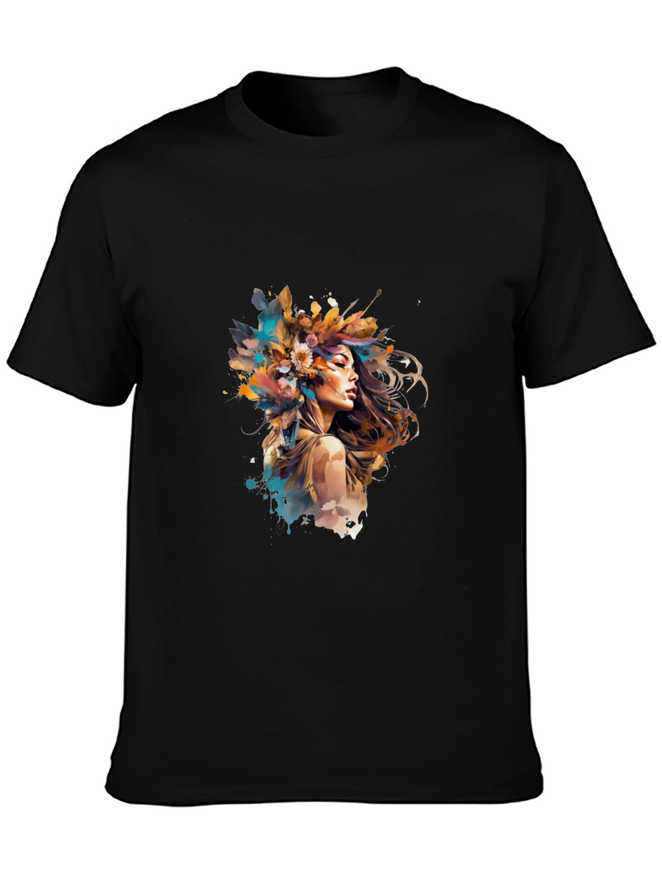 Artistic Woman Graphic Tee - Black