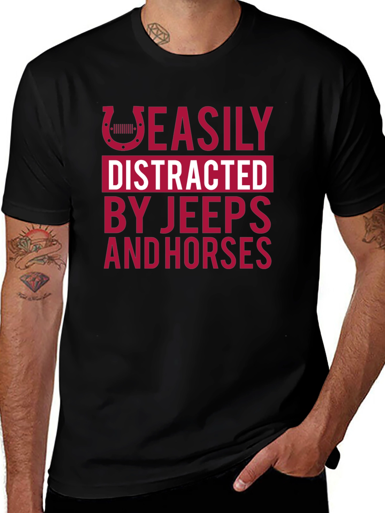 Easily Distracted Jeeps & Horses T-Shirt