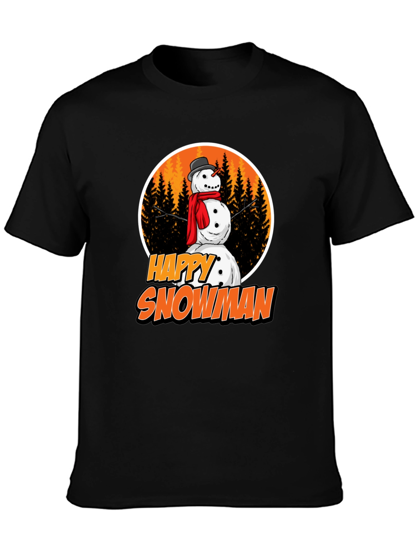 Happy Snowman Graphic Tee - Festive Winter Apparel