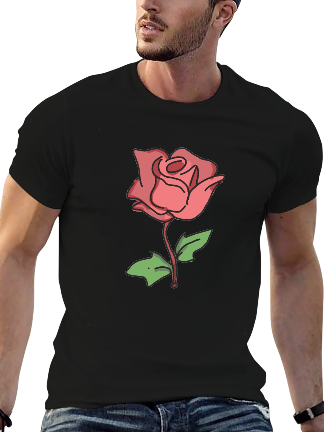 Rose Graphic Black T-Shirt