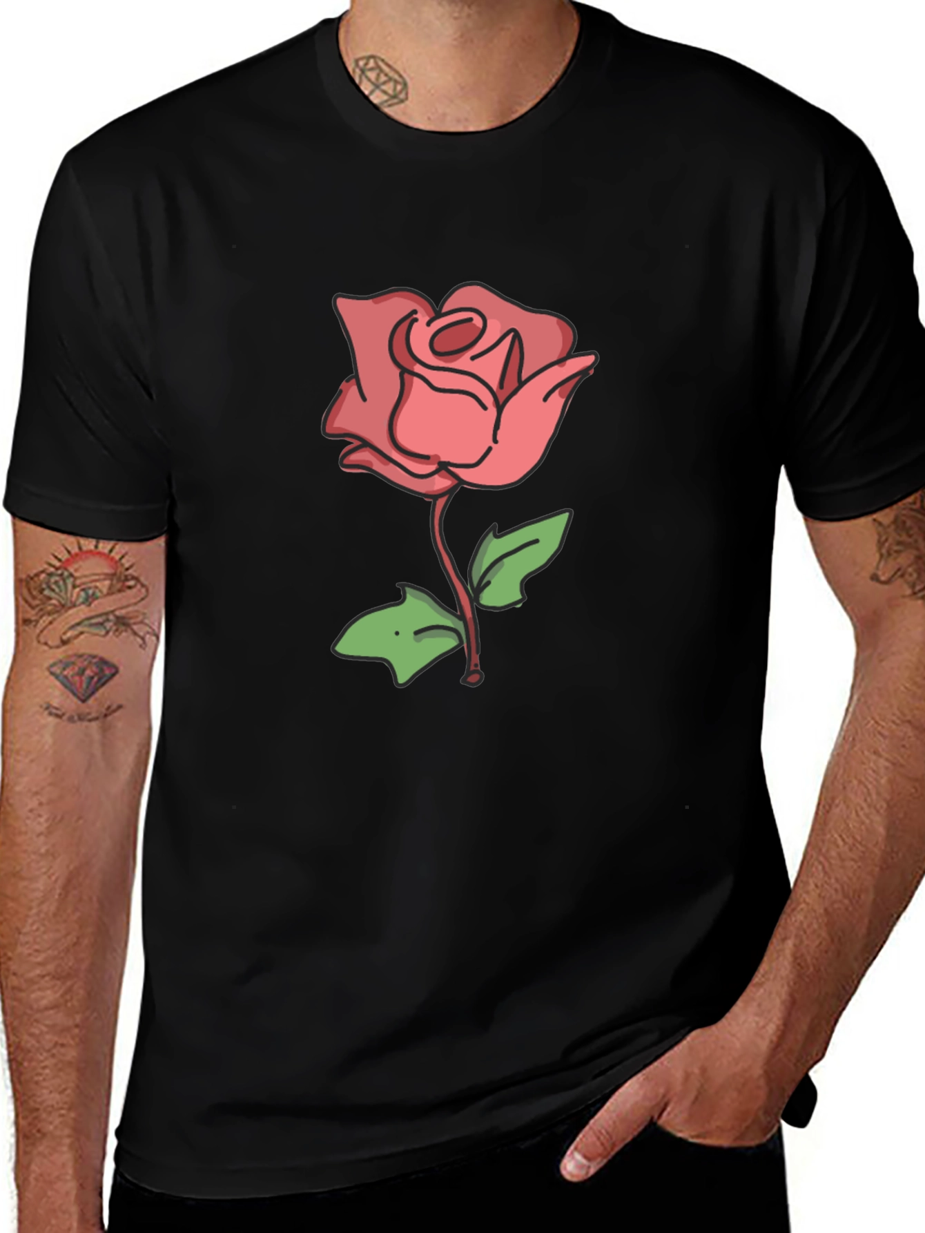 Rose Graphic Black T-Shirt