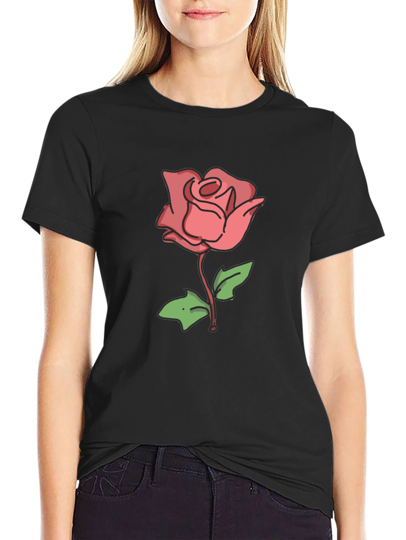 Rose Graphic Black T-Shirt