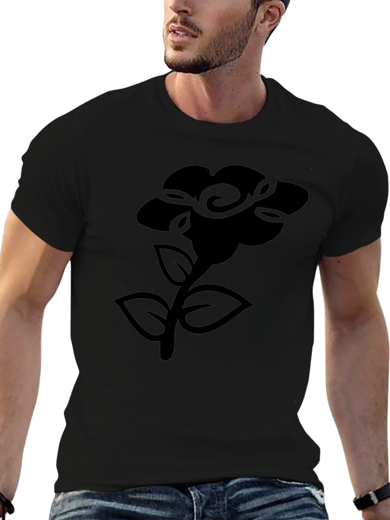 Black Floral Graphic T-Shirt - Modern & Stylish
