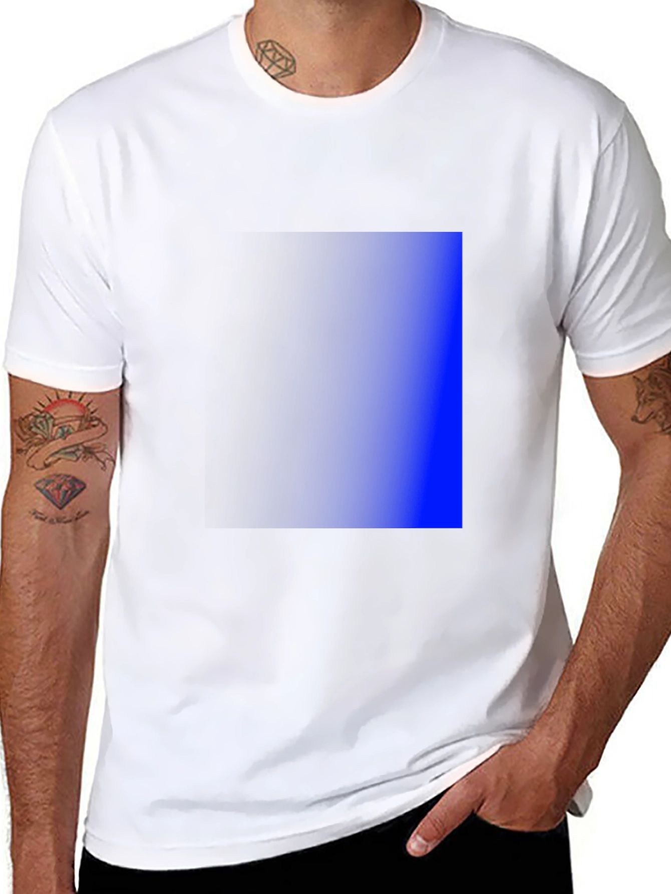 Mens Black T-Shirt with Gradient Square Design