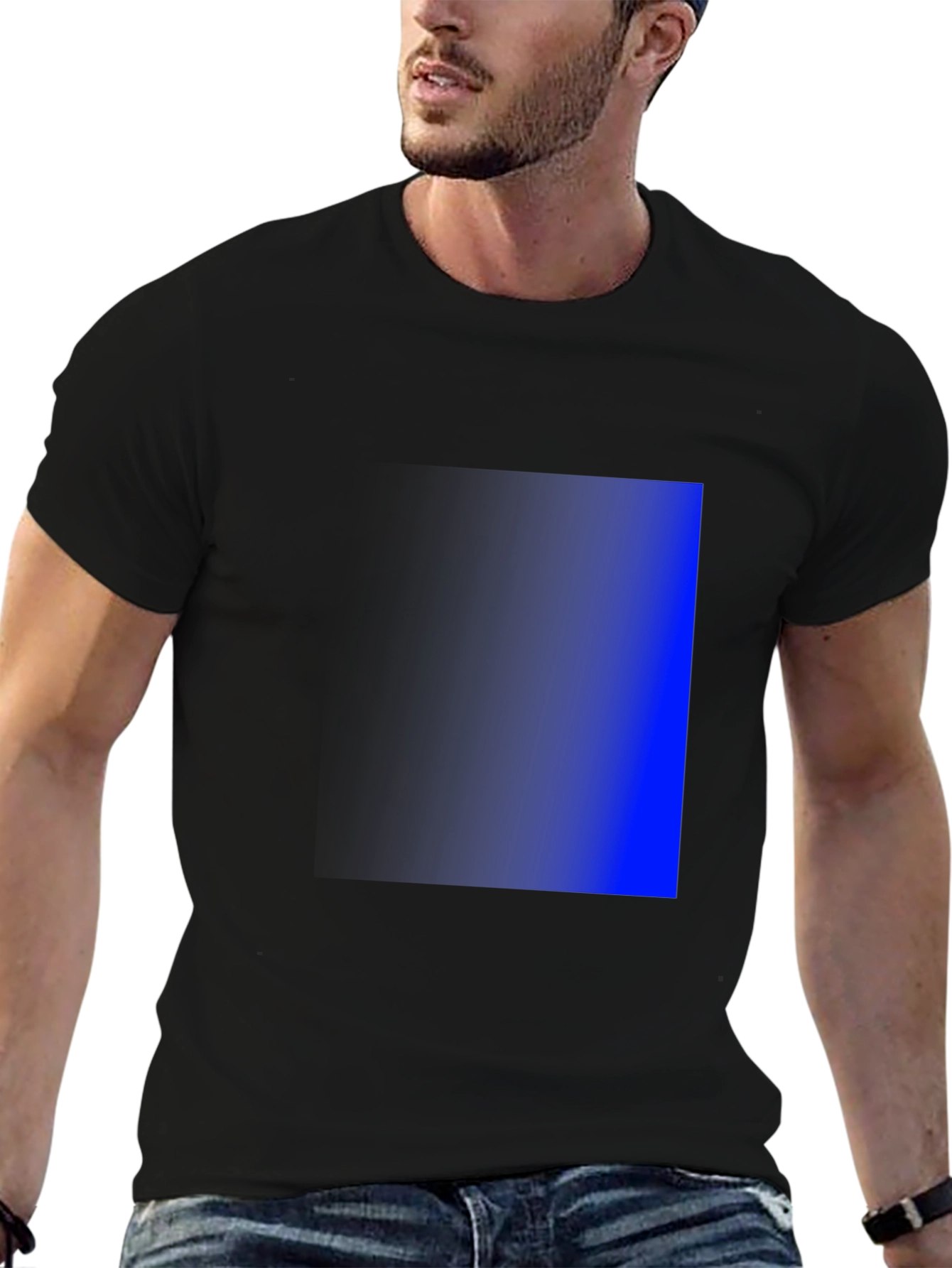 Mens Black T-Shirt with Gradient Square Design