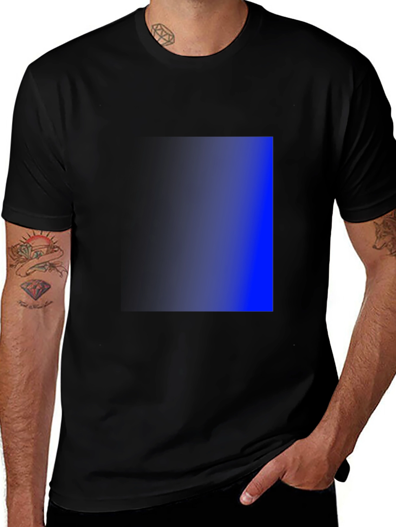 Mens Black T-Shirt with Gradient Square Design