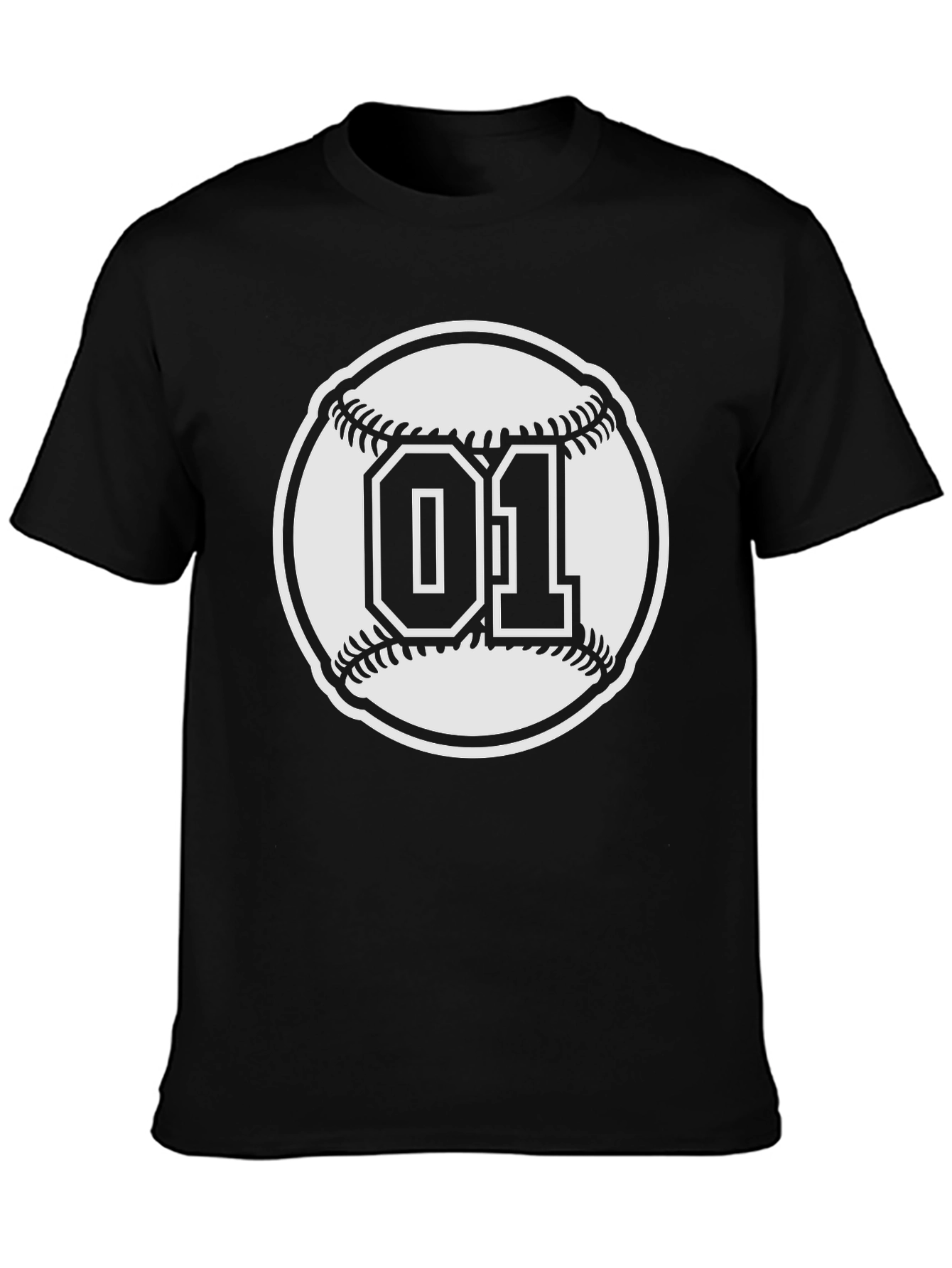 Baseball Number 01 T-Shirt - Black