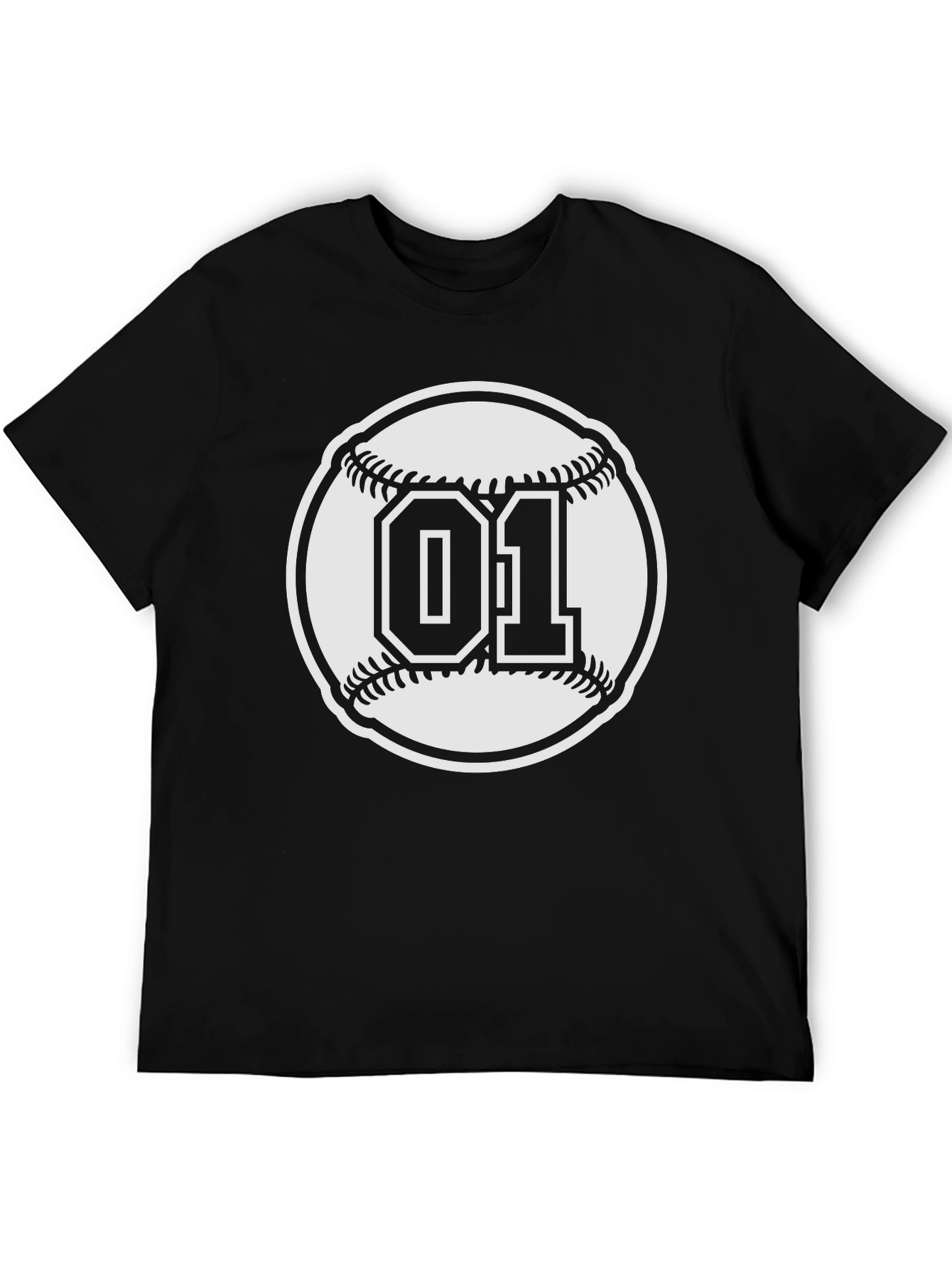 Baseball Number 01 T-Shirt - Black