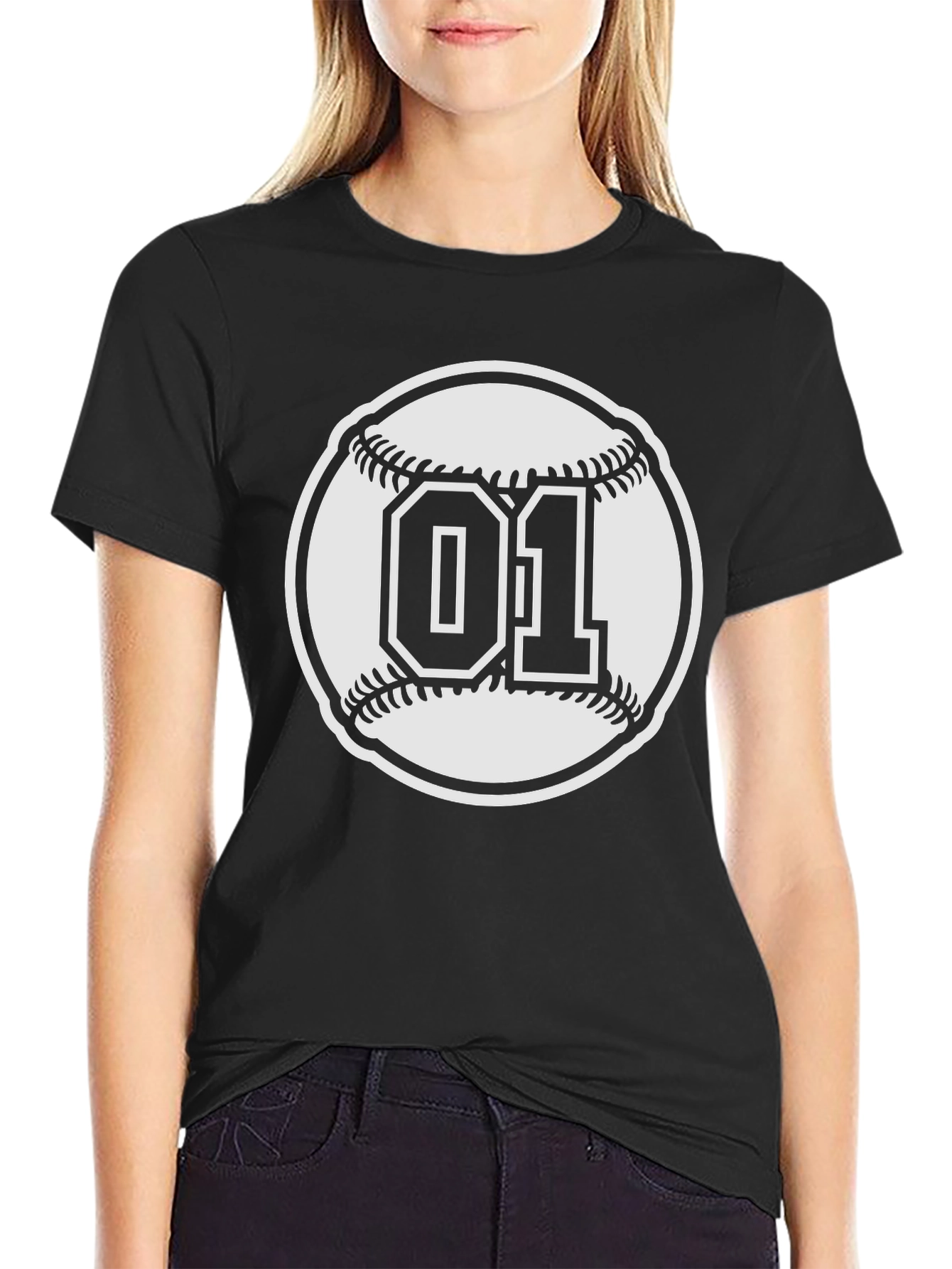 Baseball Number 01 T-Shirt - Black