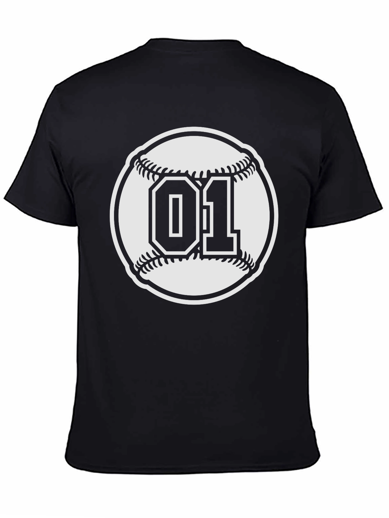 Baseball Number 01 T-Shirt - Black
