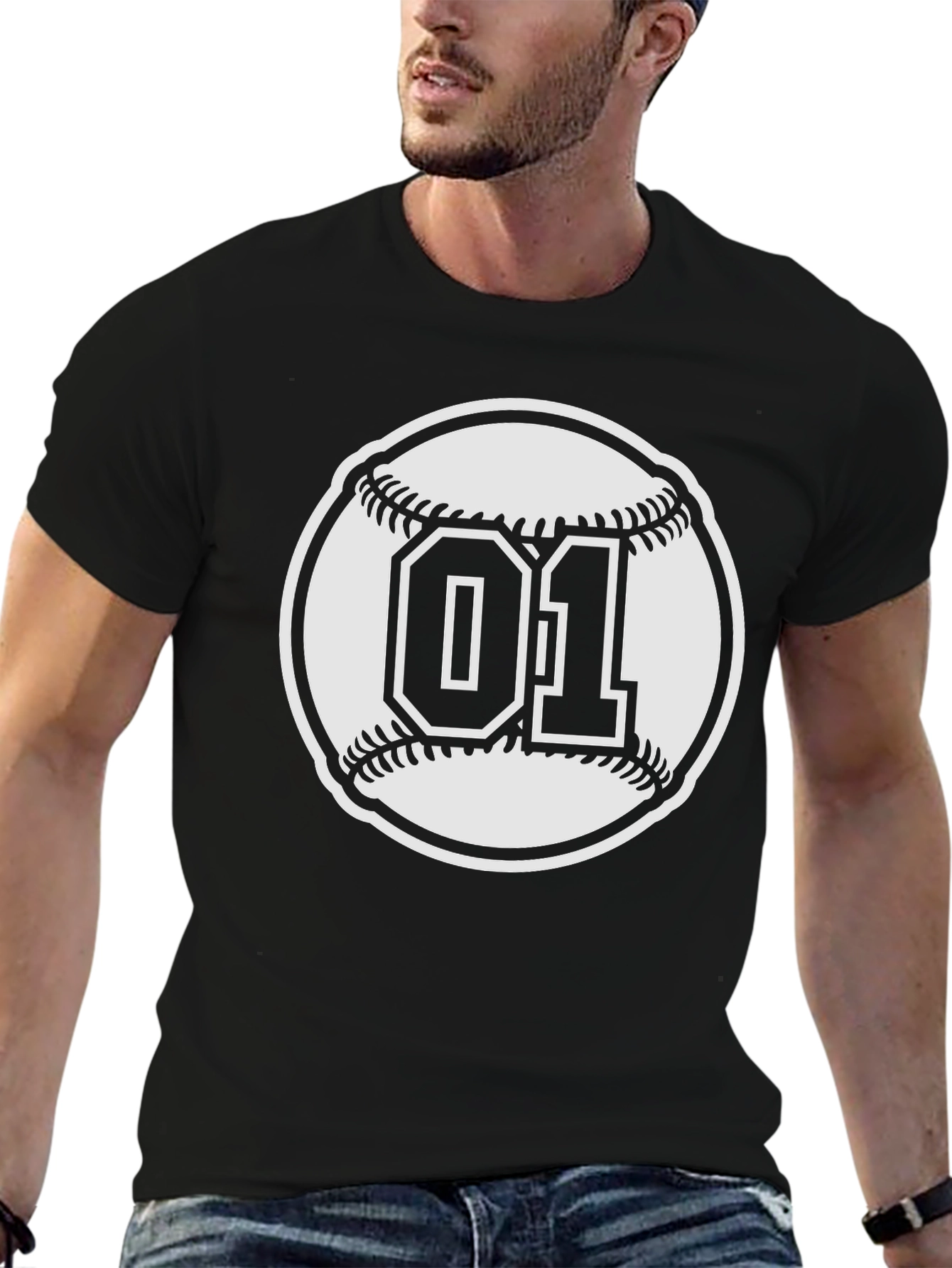 Baseball Number 01 T-Shirt - Black