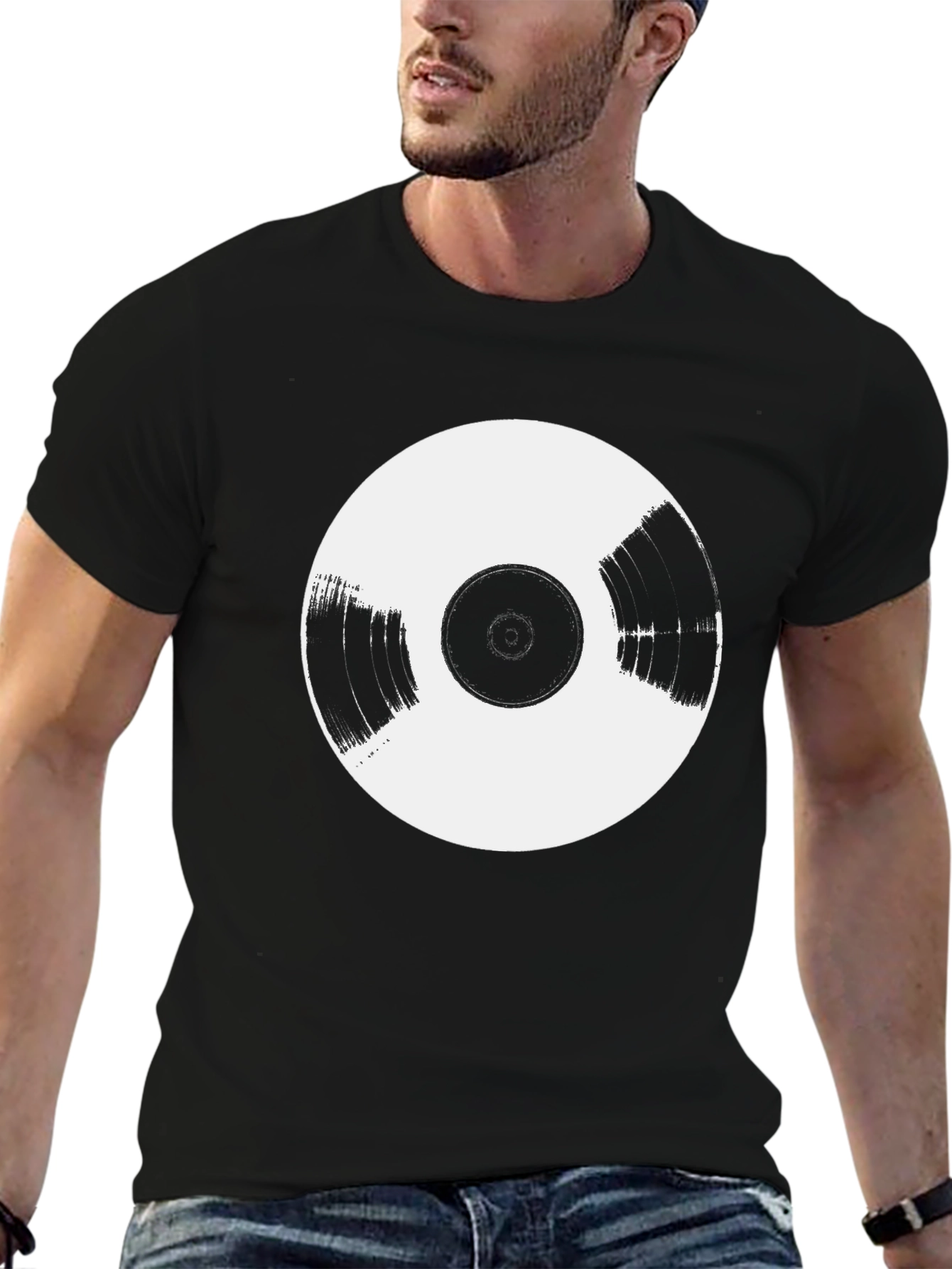 Vinyl Record Graphic Tee - Black