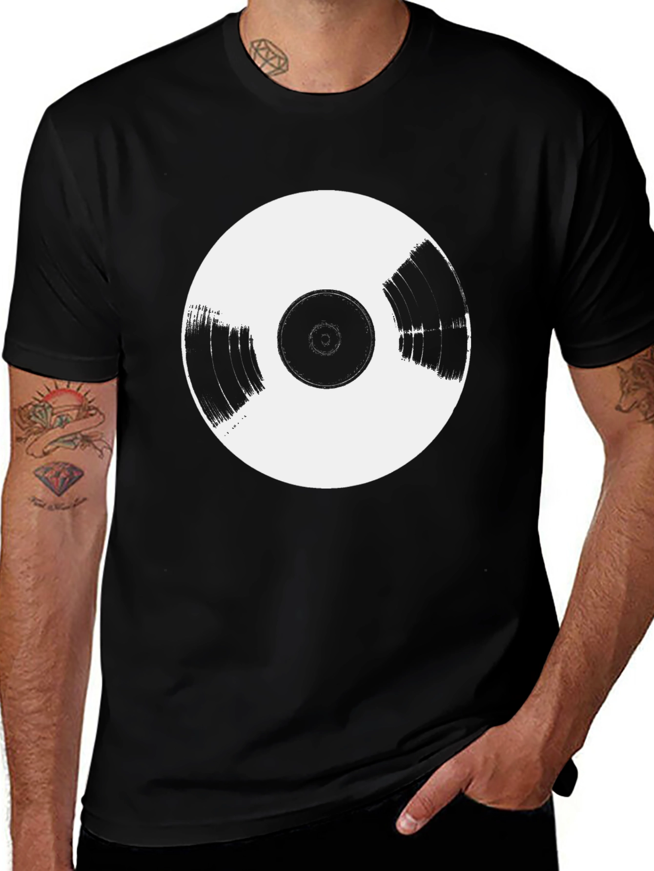 Vinyl Record Graphic Tee - Black