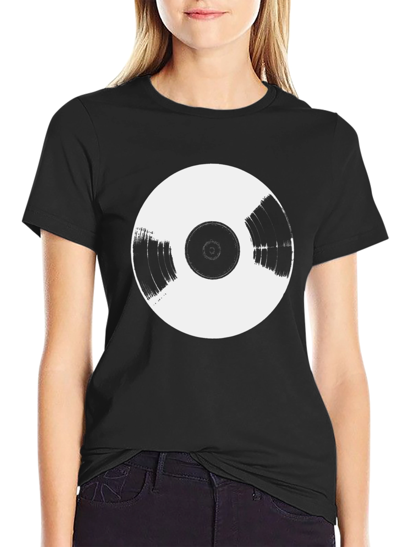 Vinyl Record Graphic Tee - Black