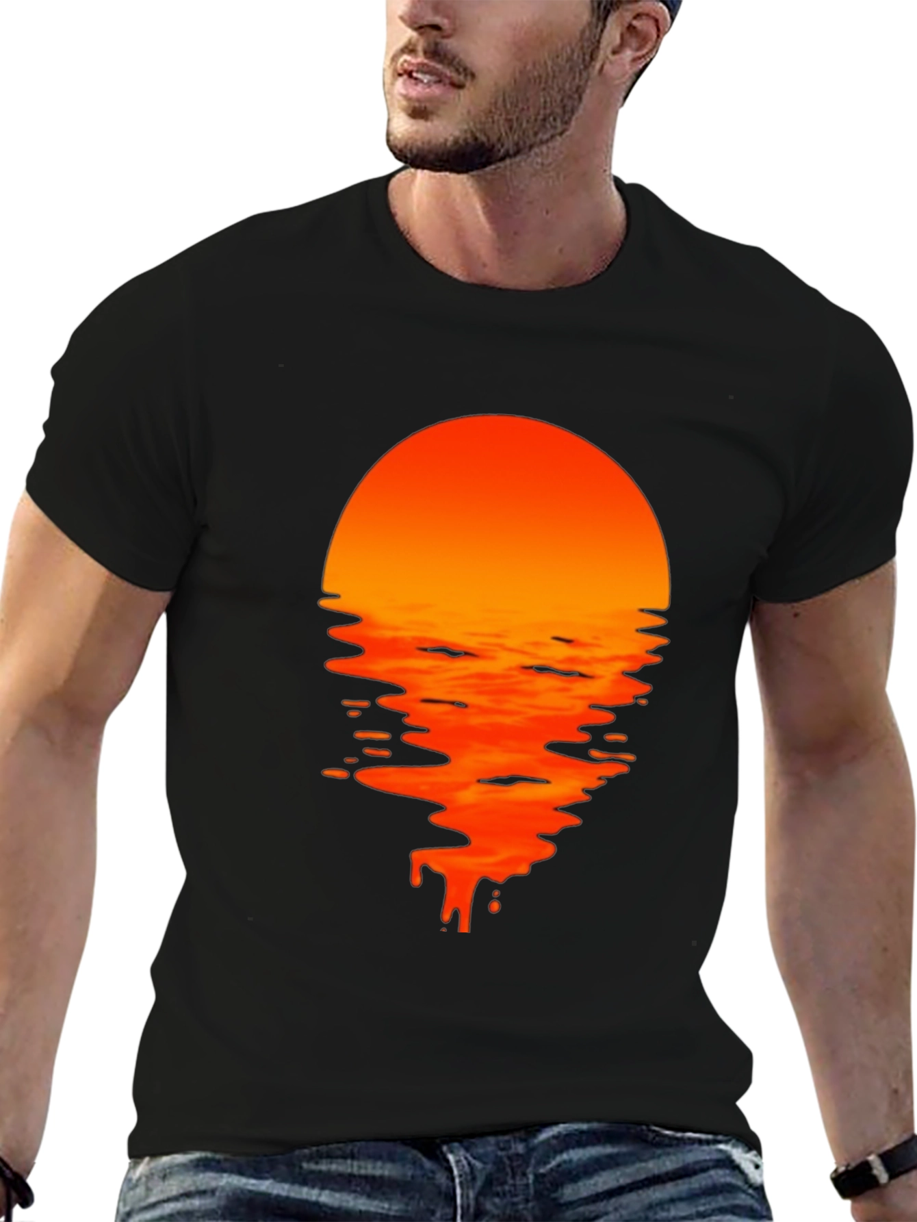 Sunset Drip Graphic Tee - Black