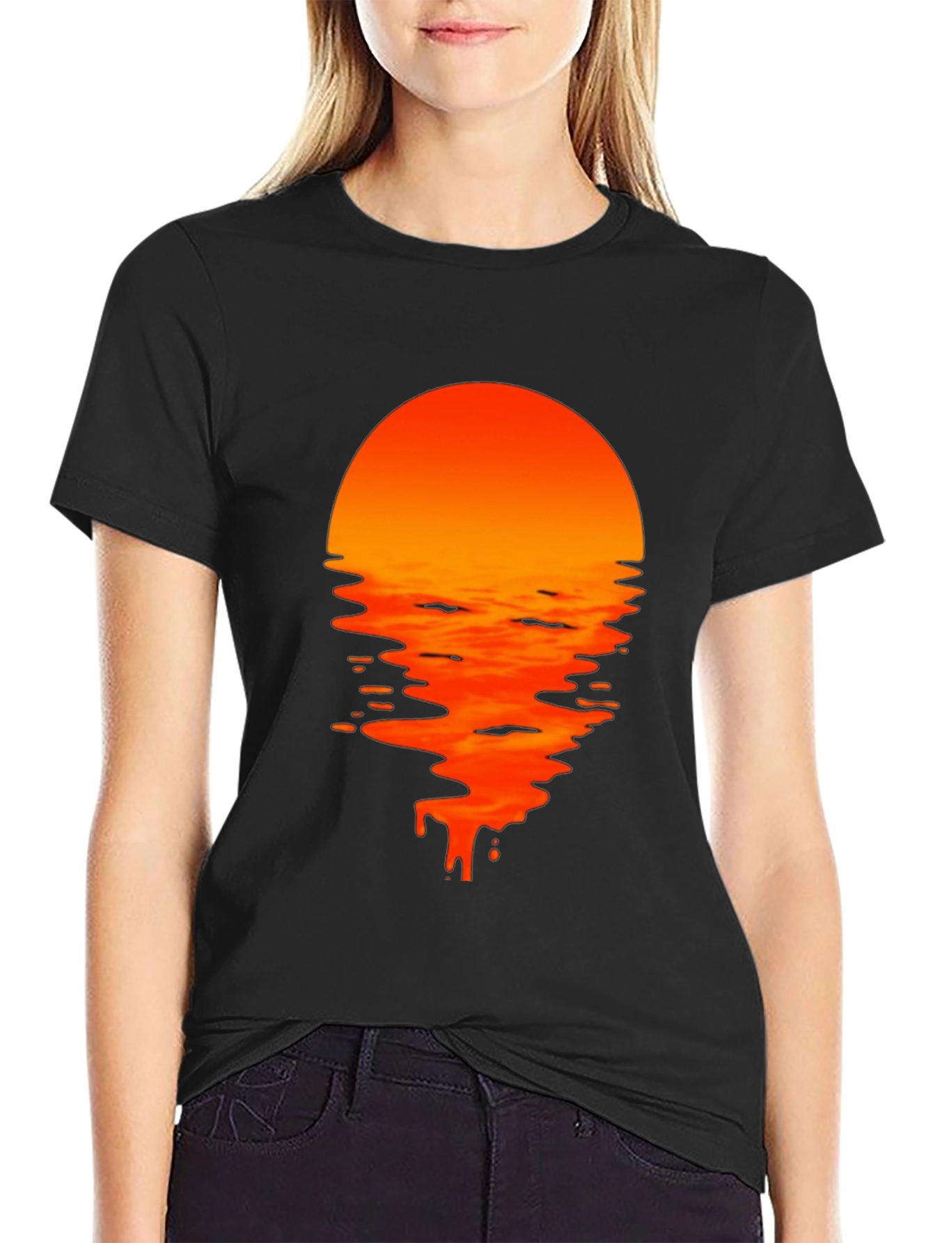 Sunset Drip Graphic Tee - Black