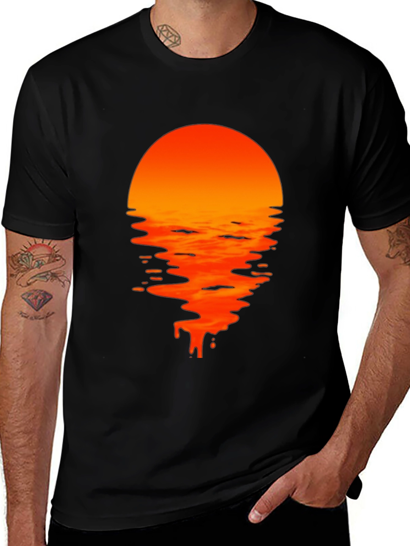 Sunset Drip Graphic Tee - Black