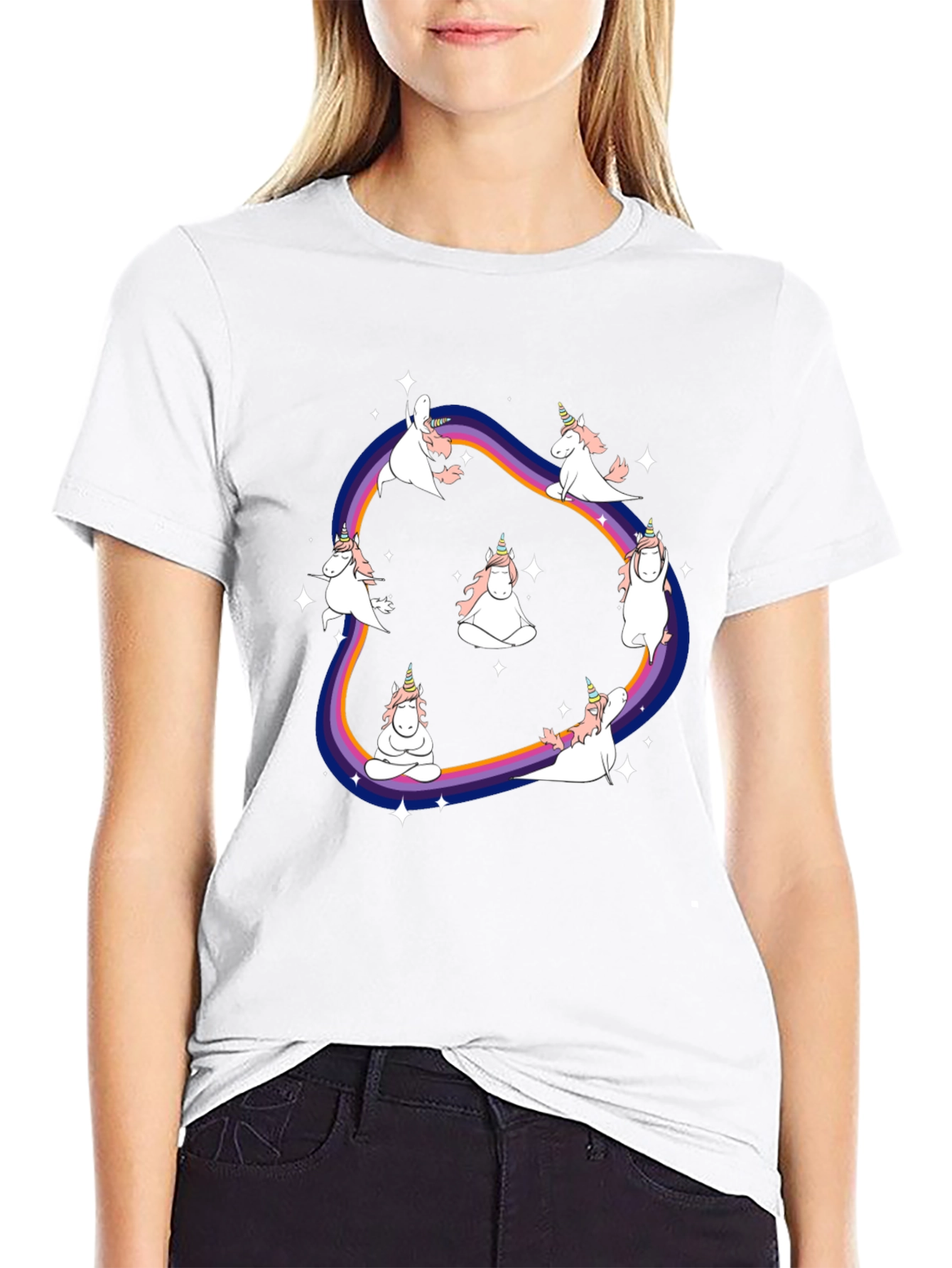 Unicorn Yoga Rainbow T-Shirt