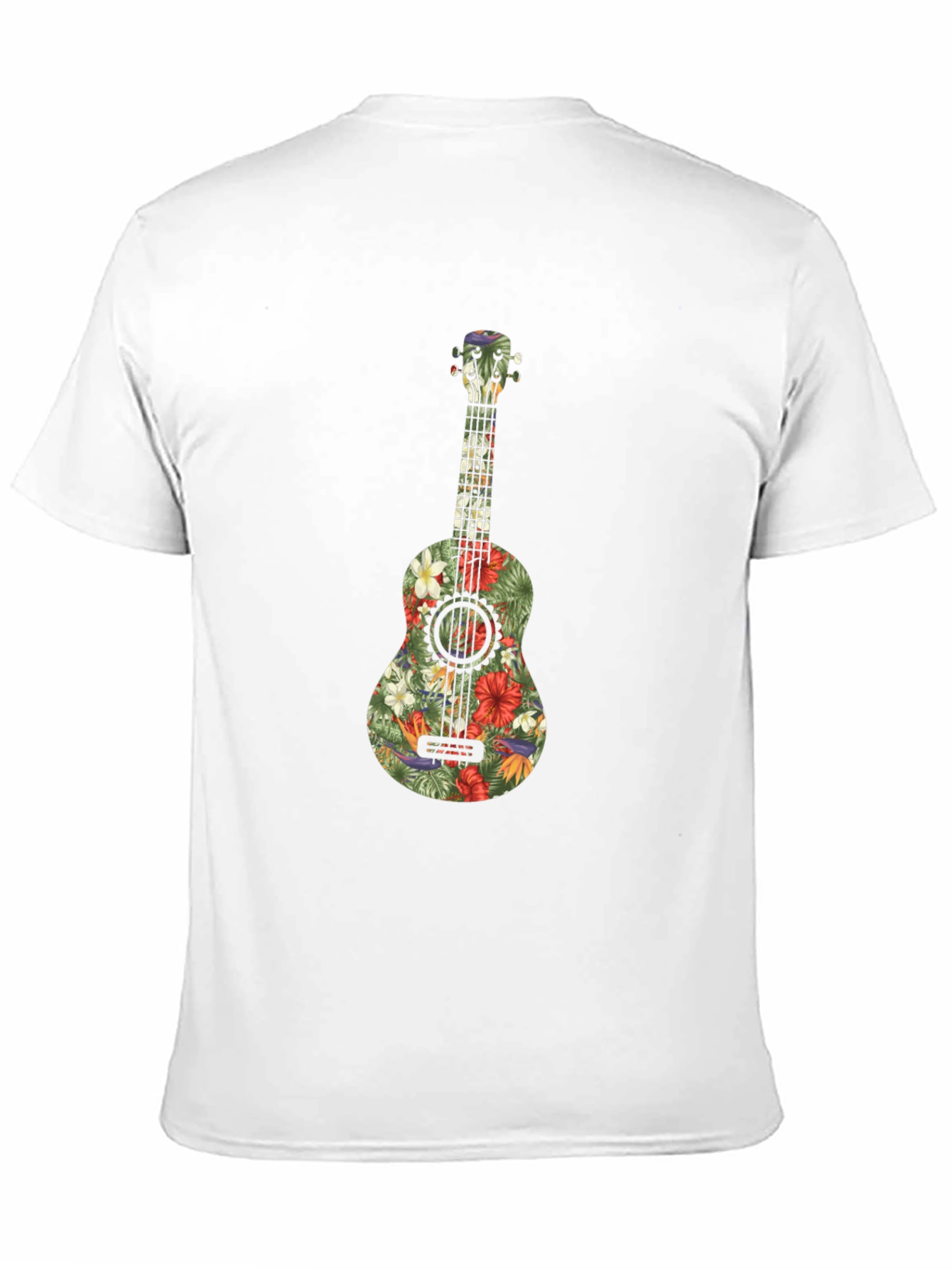 Floral Ukulele Graphic Tee - Tropical Vibes