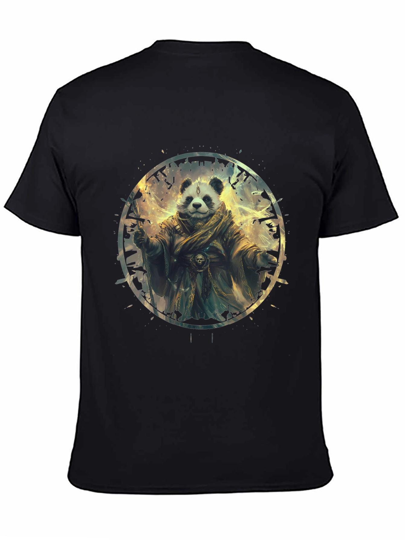 Panda Wizard Graphic Tee - Black Cotton T-Shirt