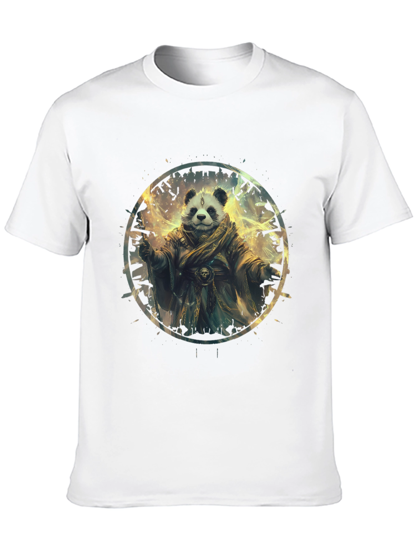 Panda Wizard Graphic Tee - Black Cotton T-Shirt