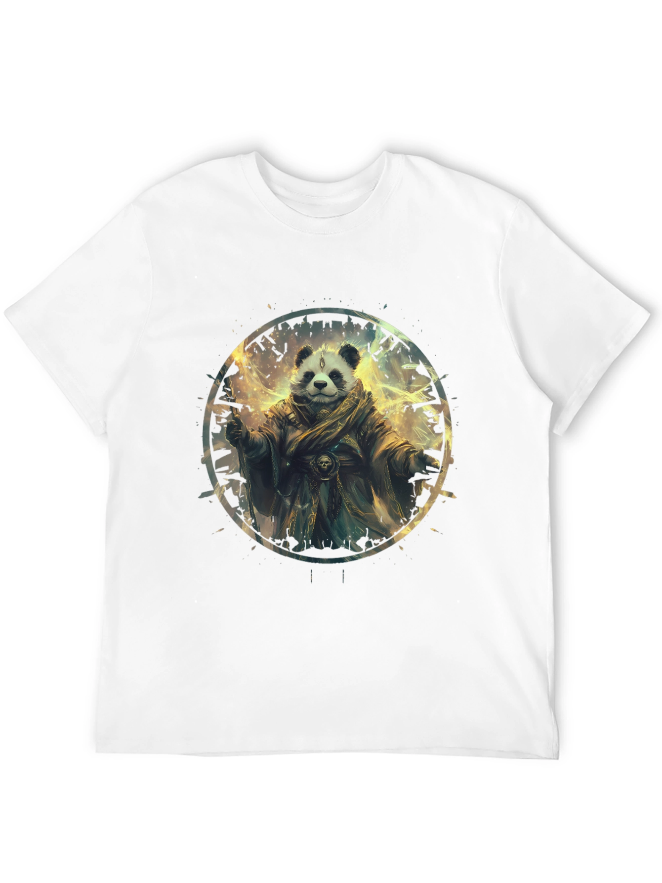 Panda Wizard Graphic Tee - Black Cotton T-Shirt