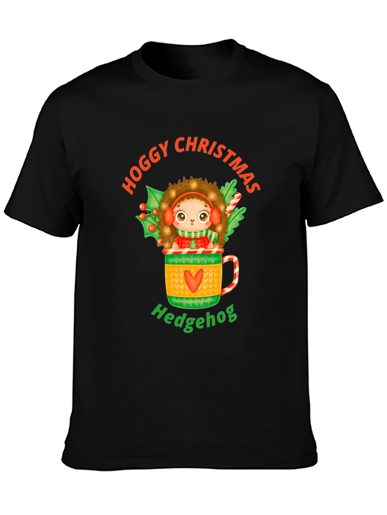 Hoggy Christmas Hedgehog Graphic T-Shirt