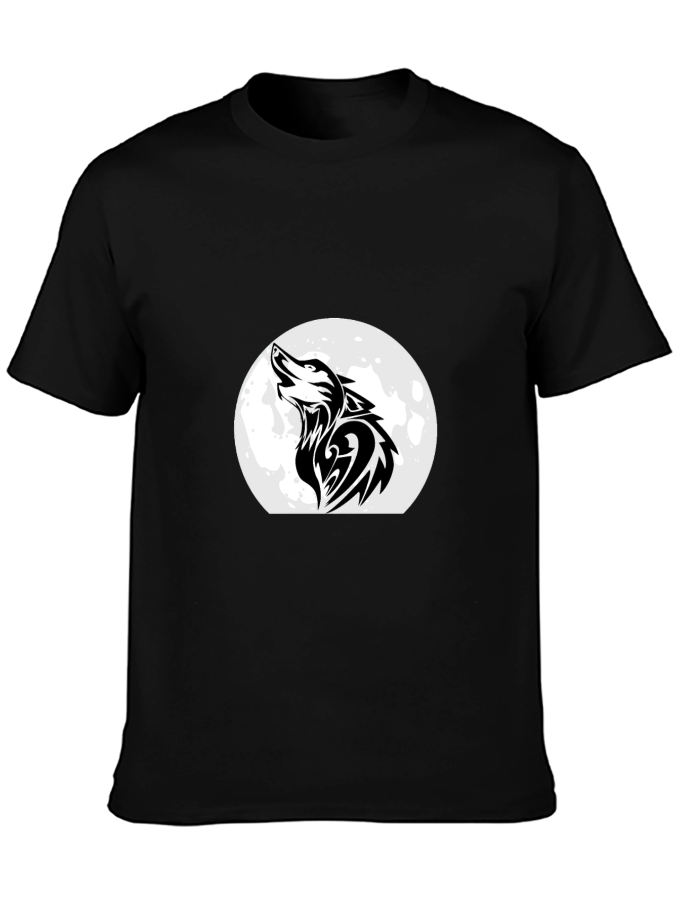 Wolf Howling at Moon Black T-Shirt