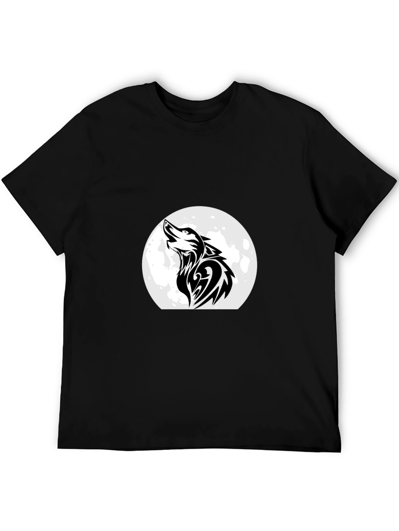 Wolf Howling at Moon Black T-Shirt