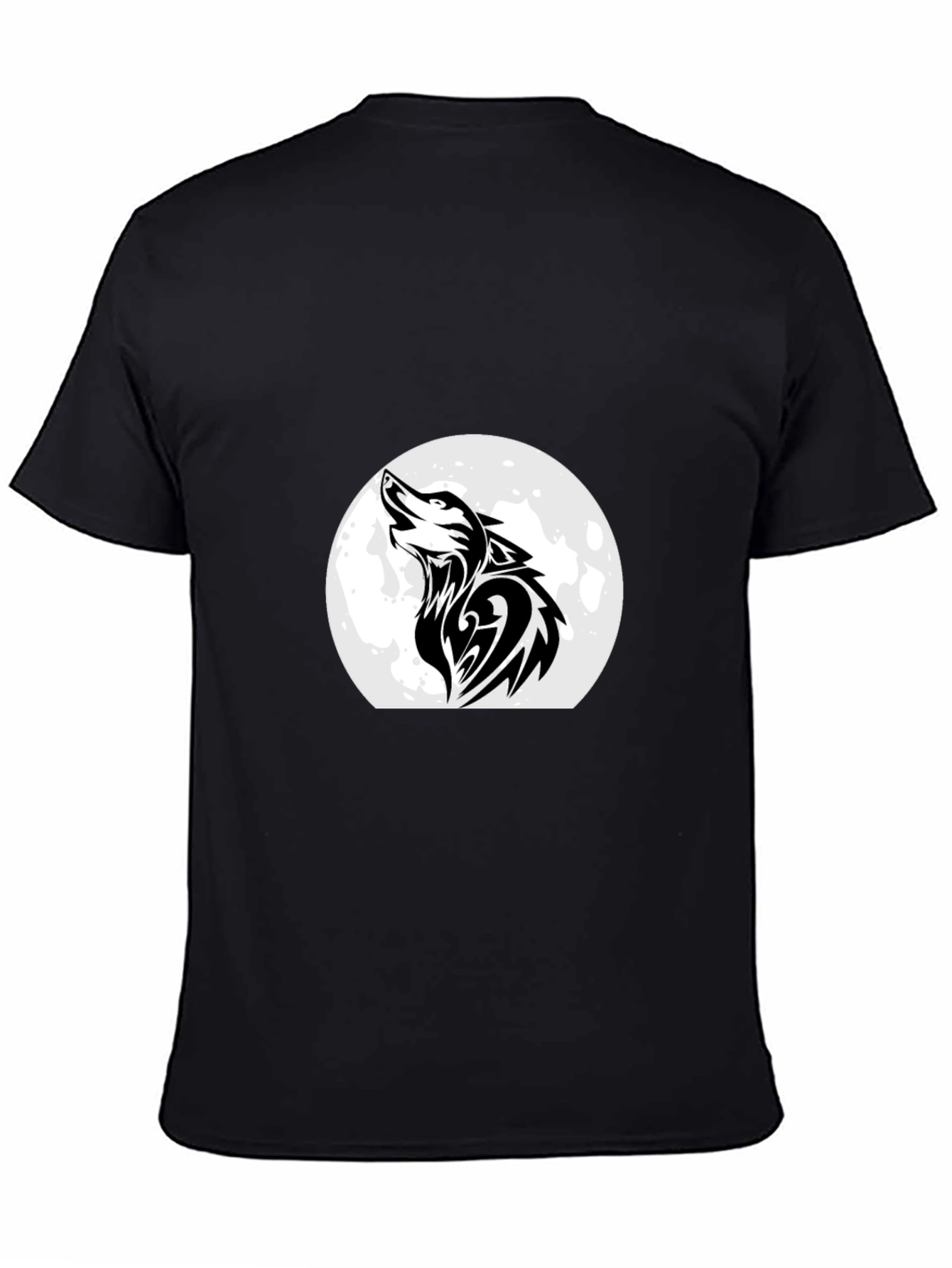 Wolf Howling at Moon Black T-Shirt