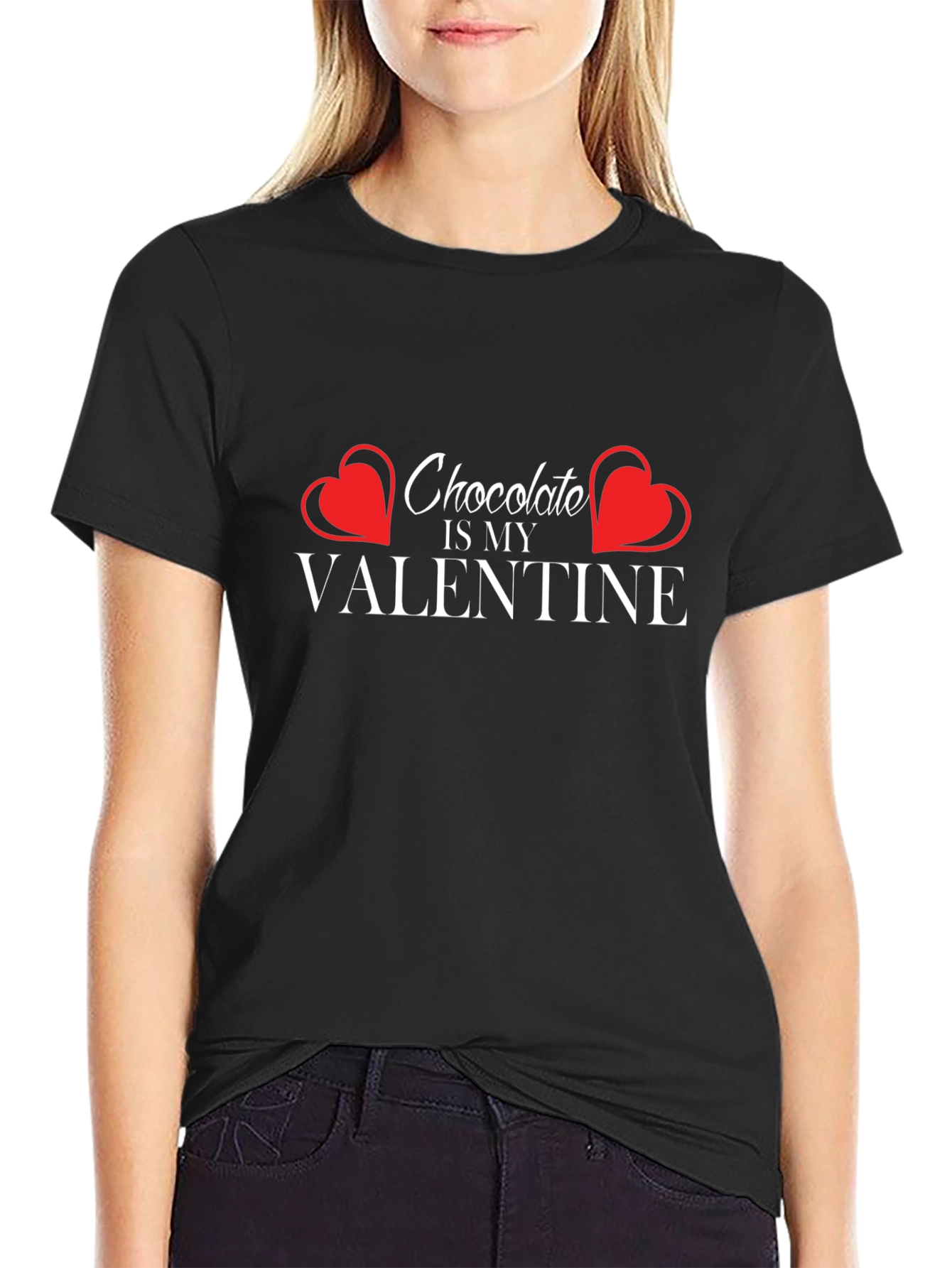 Chocolate Is My Valentine Black T-Shirt