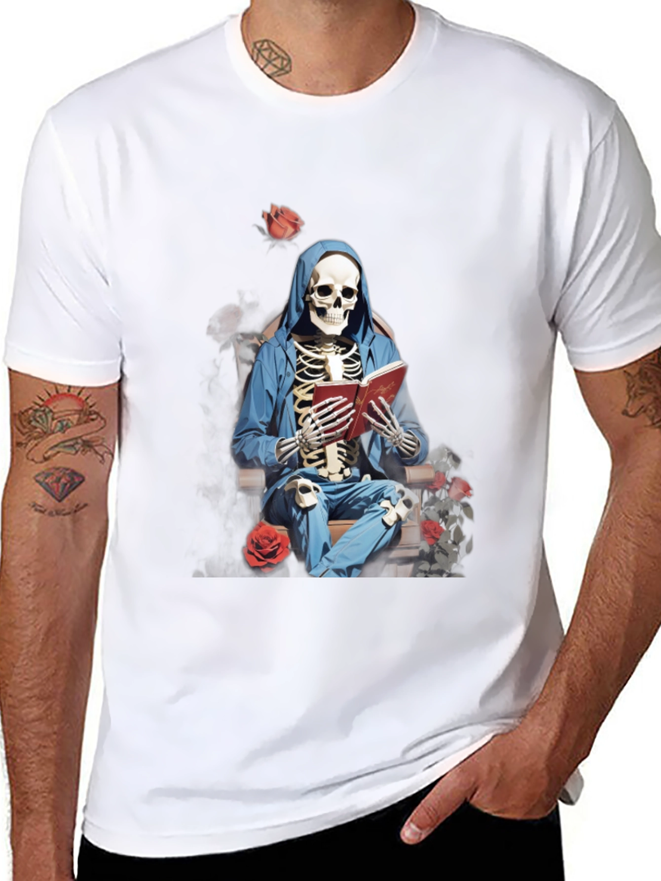 Skeleton Reader Graphic Tee - Unique & Edgy Design