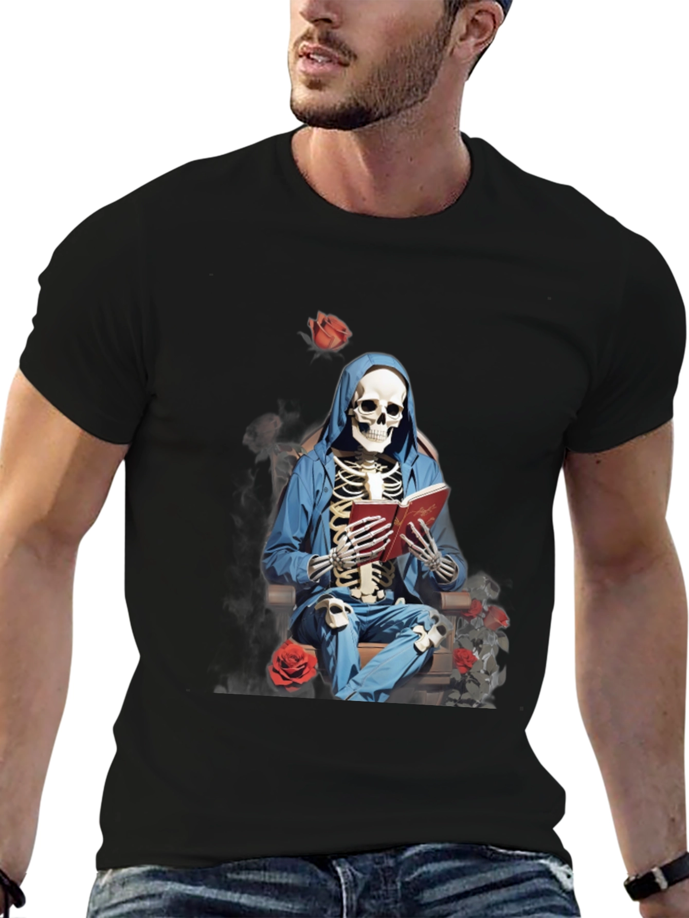 Skeleton Reader Graphic Tee - Unique & Edgy Design