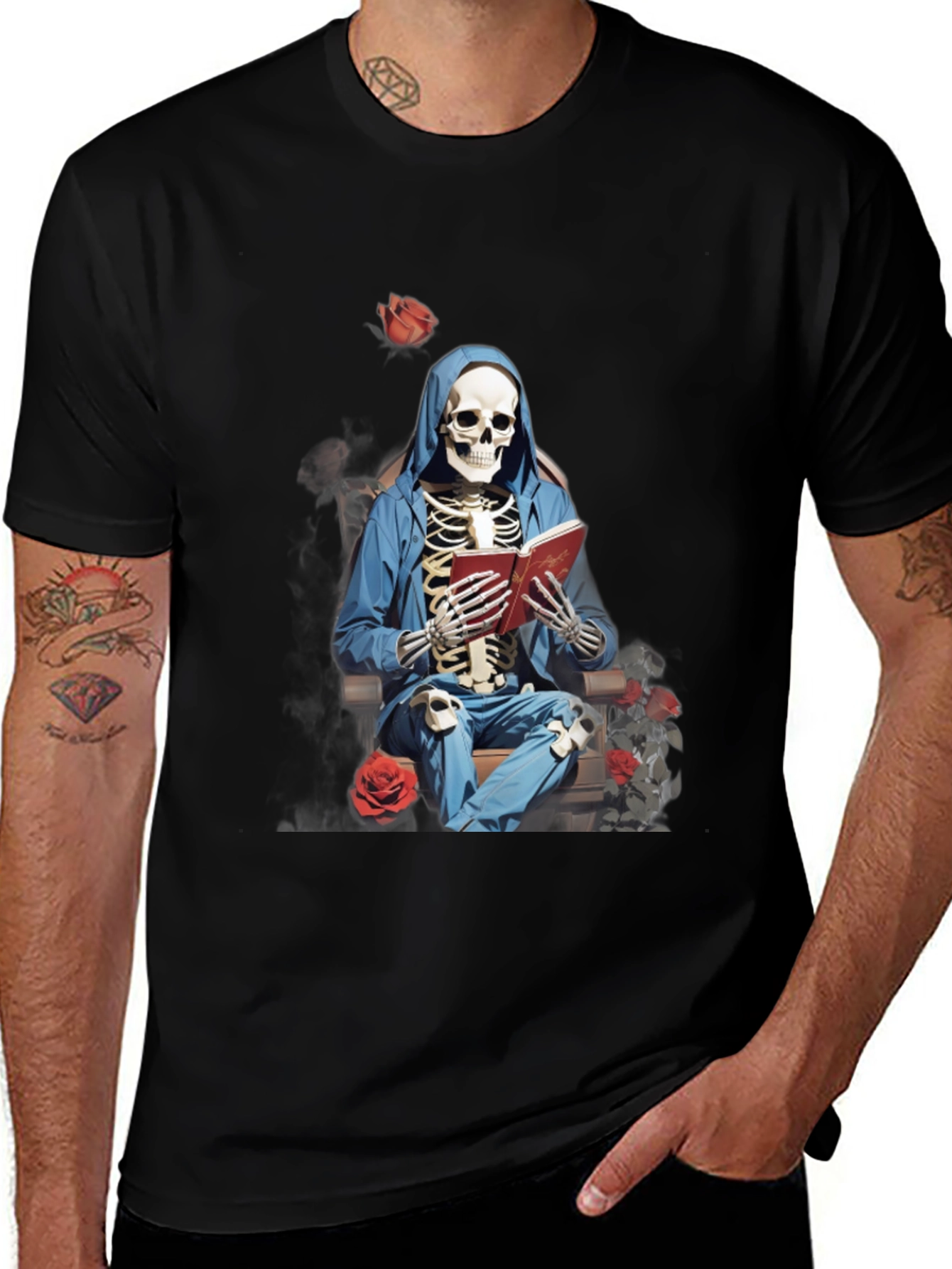 Skeleton Reader Graphic Tee - Unique & Edgy Design