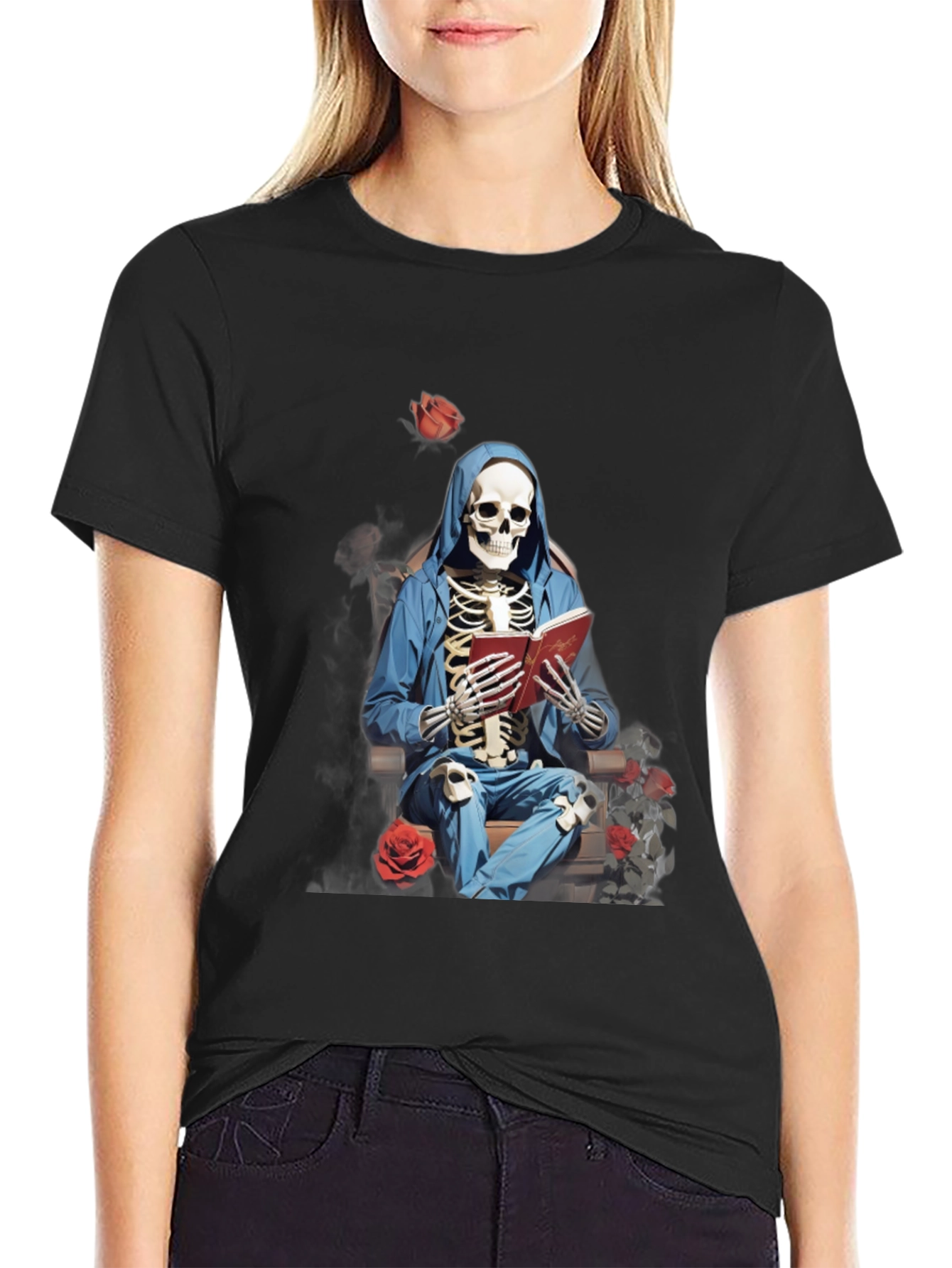 Skeleton Reader Graphic Tee - Unique & Edgy Design