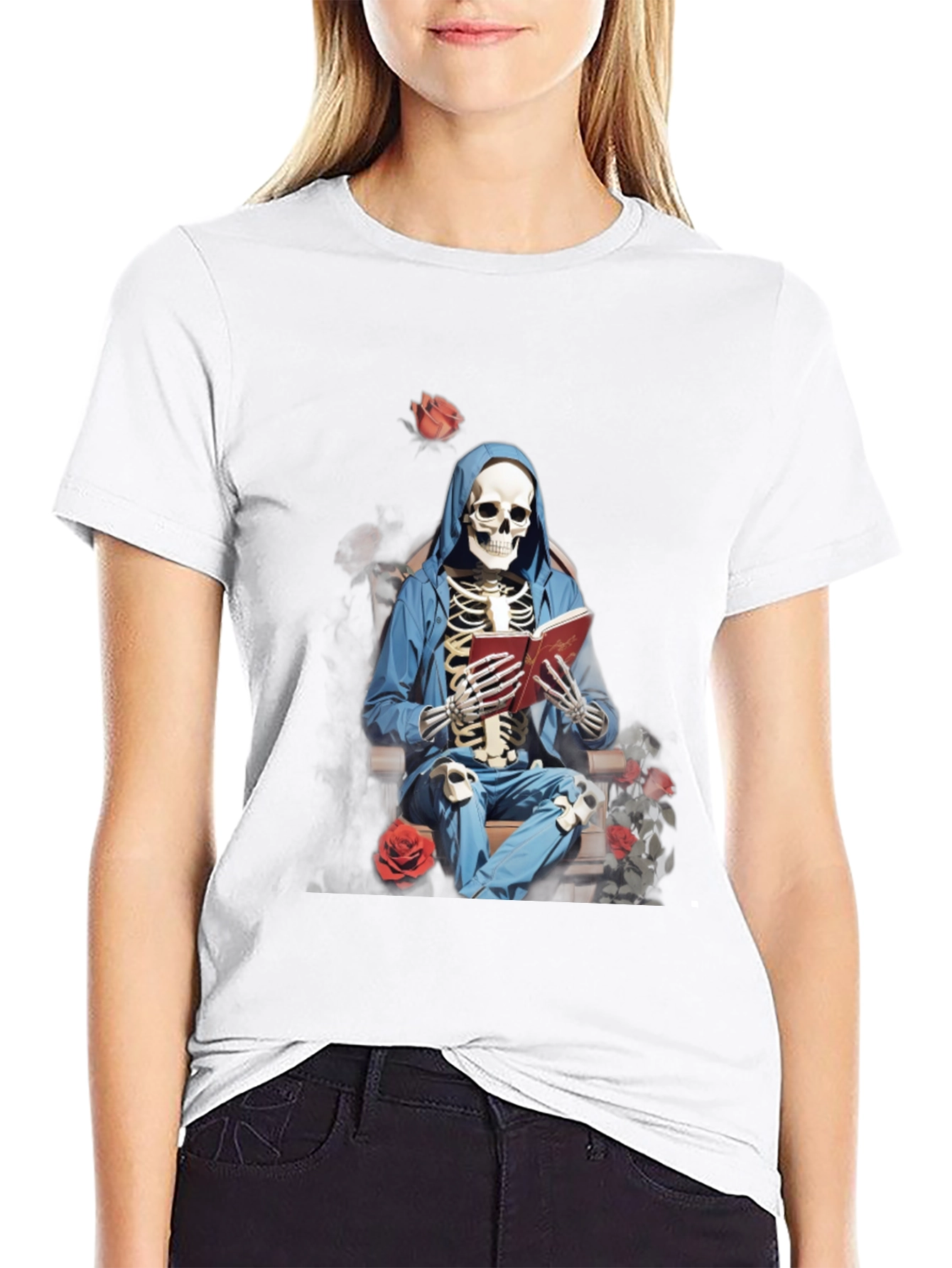 Skeleton Reader Graphic Tee - Unique & Edgy Design