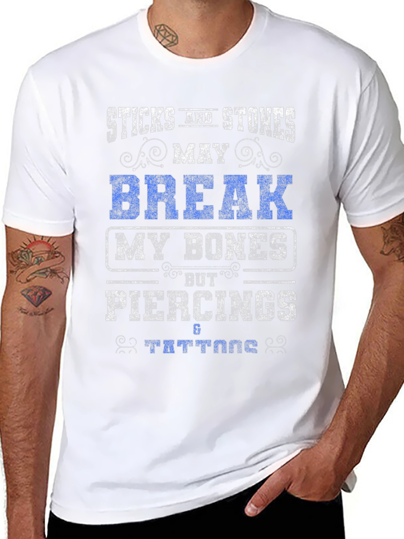 Sticks and Stones Piercings Tattoos Graphic T-Shirt