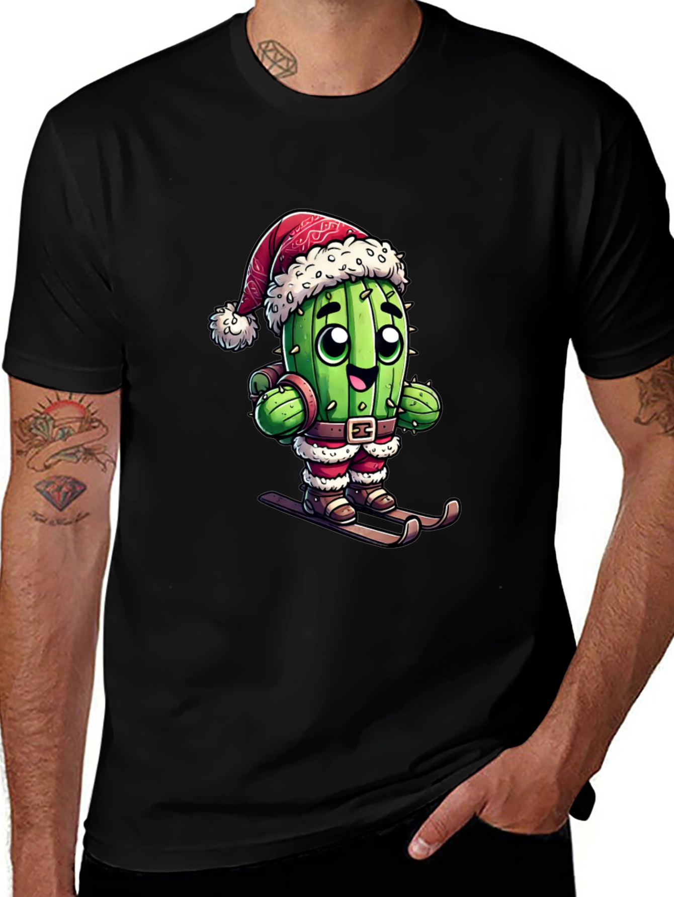 Santa Cactus Ski T-Shirt