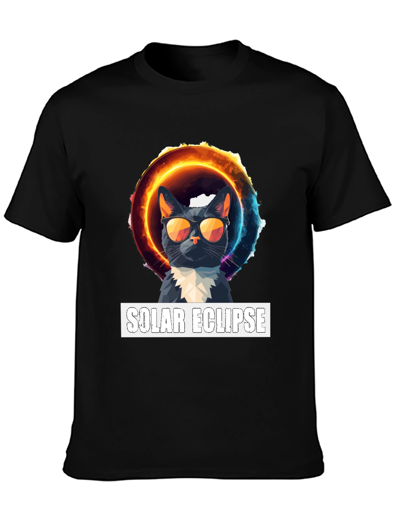Solar Eclipse Cat Graphic T-Shirt