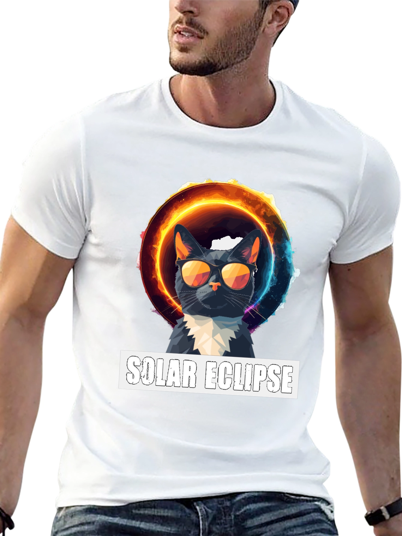 Solar Eclipse Cat Graphic T-Shirt
