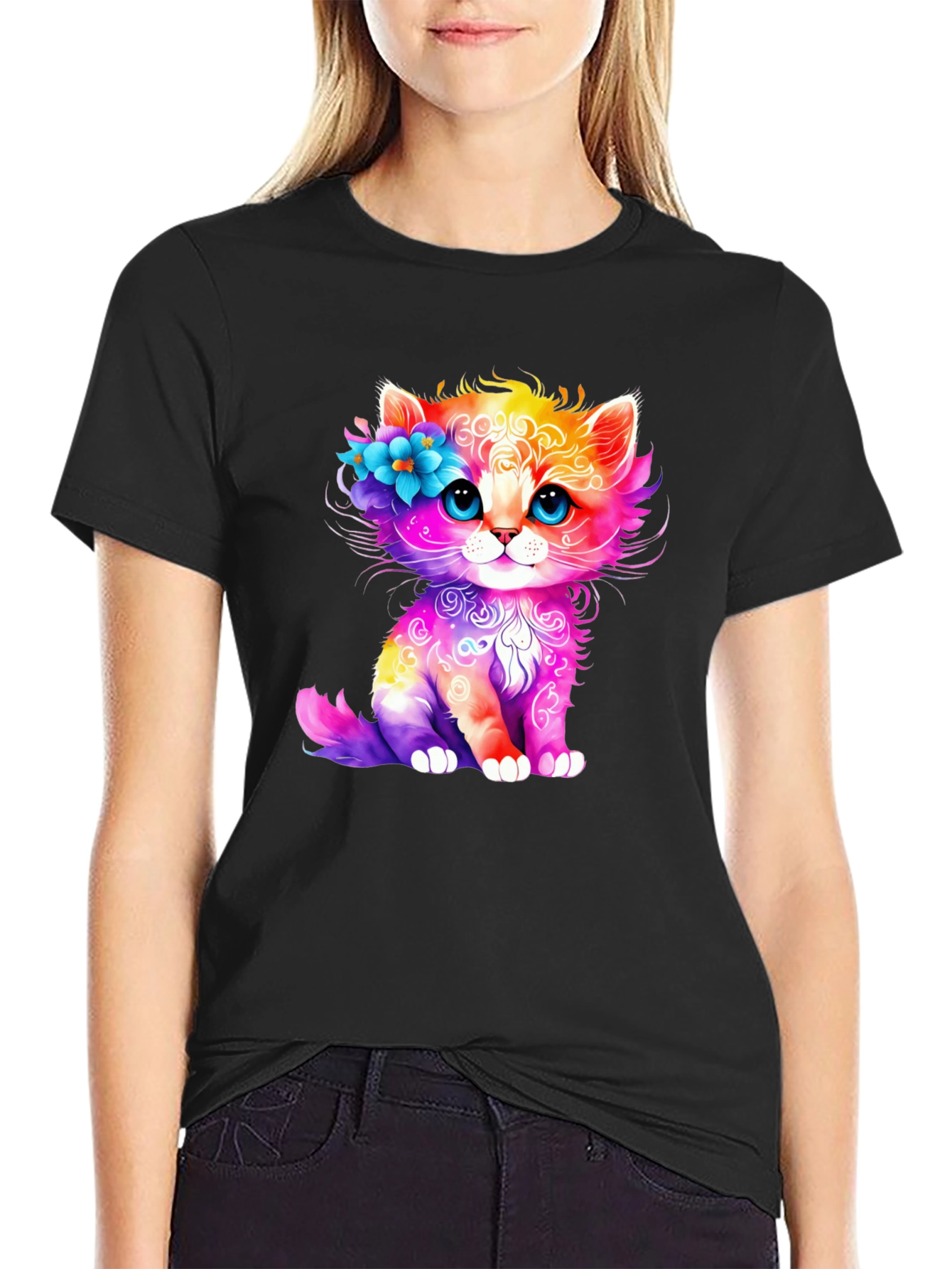 Rainbow Cat T-Shirt - Adorable Kitten Design