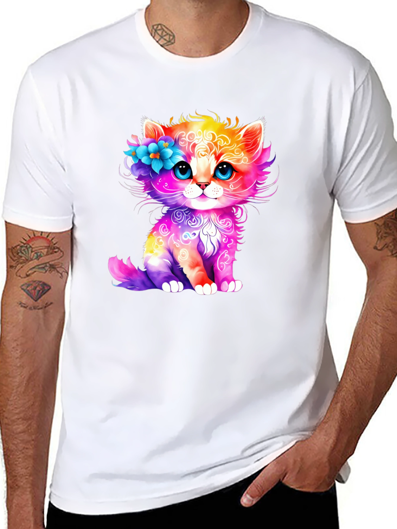 Rainbow Cat T-Shirt - Adorable Kitten Design